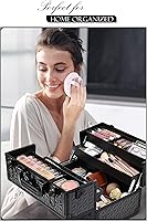 Vista 4 de Joligrace Estuche Organizador Profesional para Maquillaje de Aluminio con Caja de Almacenamiento, 4 Divisores Ajustables Deslizantes, Cerrable