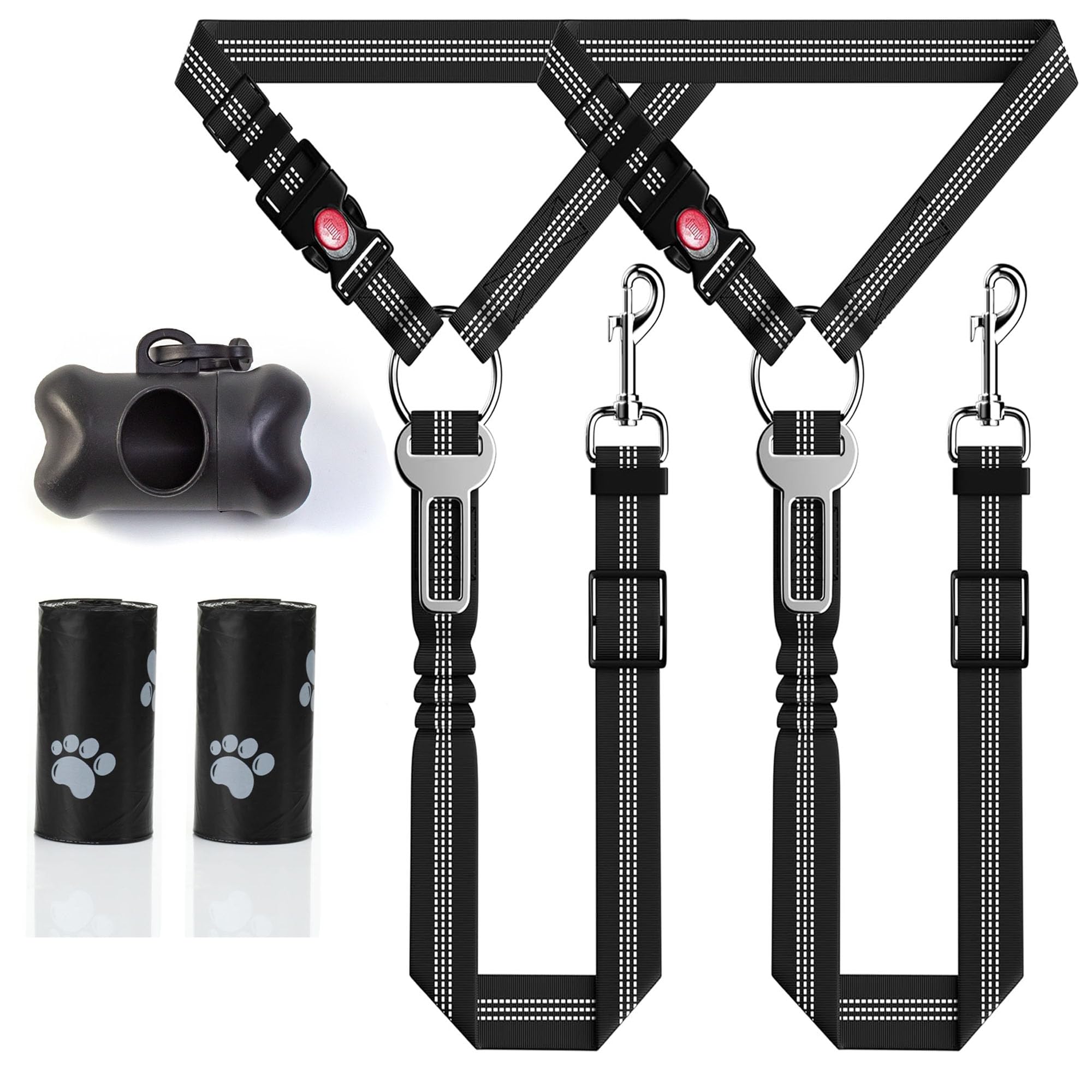 3 en 1 Ceinture de sécurité Chien Voiture,Iaisse de Course pour Chiens,Réglable en Ceinture Chien Absorbe Les Chocs élastique,Empêche la Conduite perturbée,Assure la sécurité