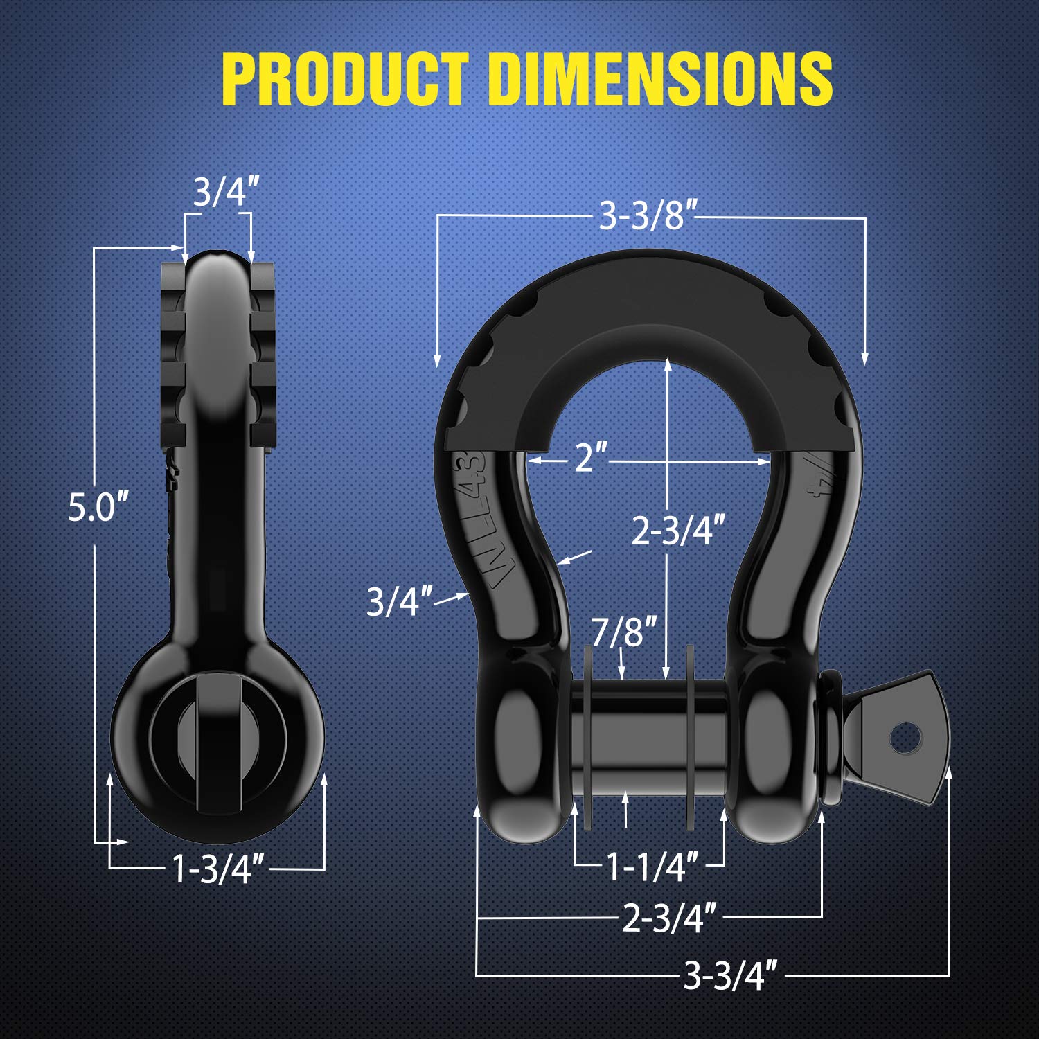 Buy Nilight 90052B 2 Pack 3/4" DRing Shackle 4.75 Ton (9500 Lbs