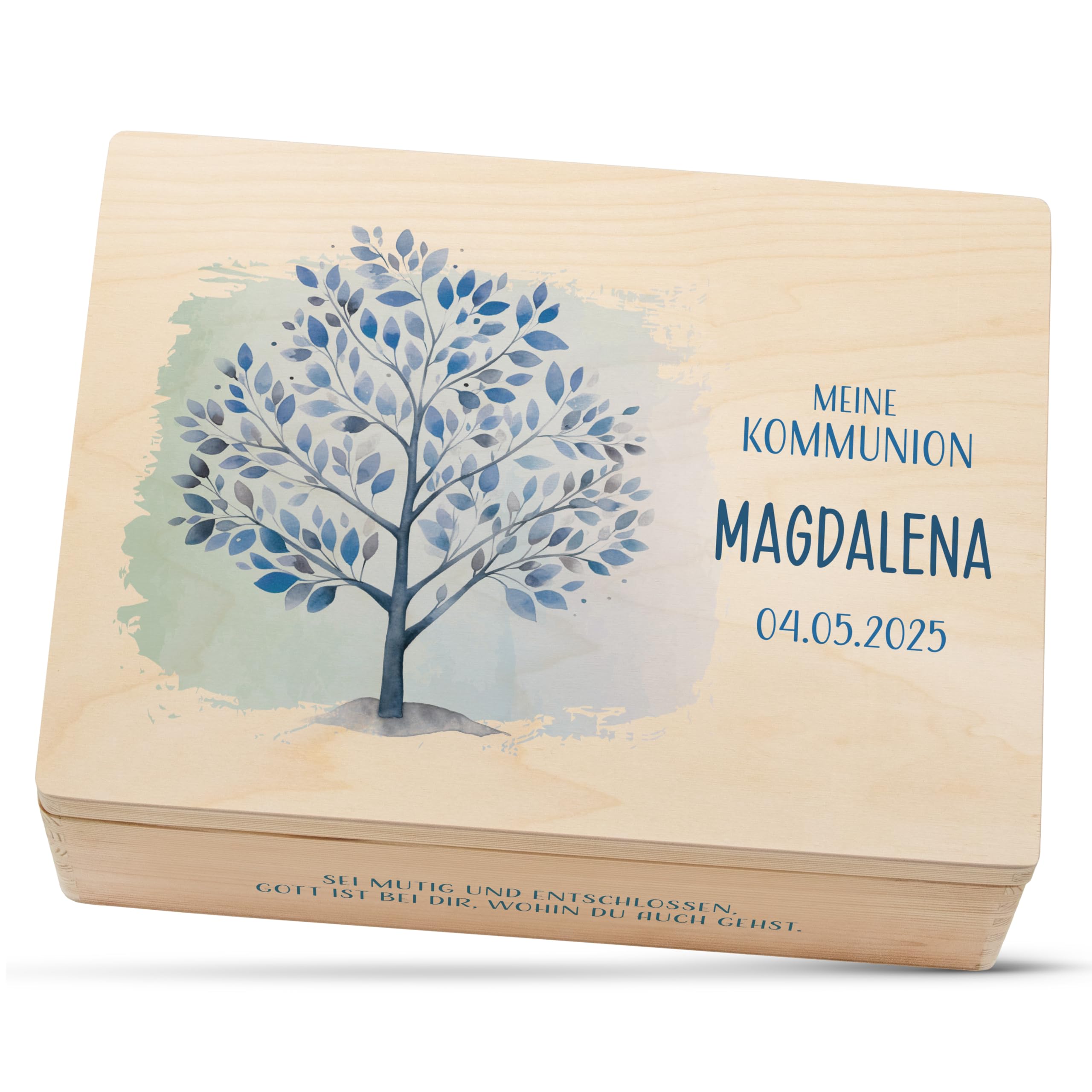 Amari® Personalisierte Holzkiste (Baum des Lebens) | Erinnerungsbox aus Holz zur Taufe, Kommunion, Konfirmation, Firmung, Ostern | Geschenk für Mädchen & Jungen
