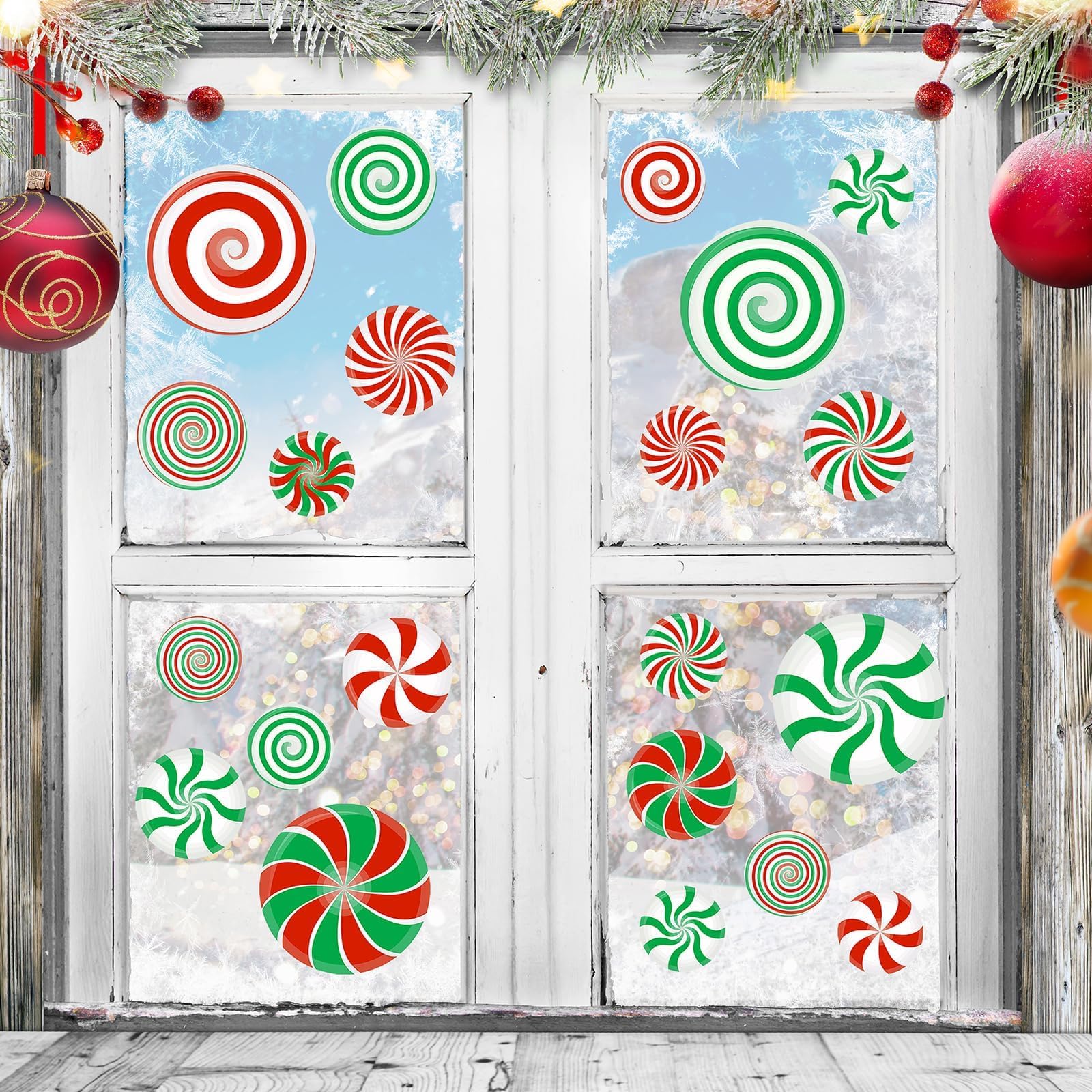 Horaldaily 123 Calcoanías De Navidad Para Ventana, Color Negro Y Rojo