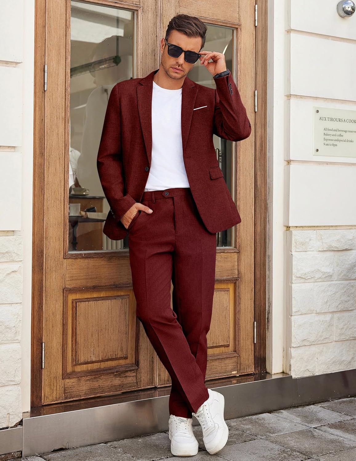 COOFANDY Men Suits Classic Fit 2 Piece Suit Set One Button Casual Blazer Wedding Bussiness Suit Separates - Image 4