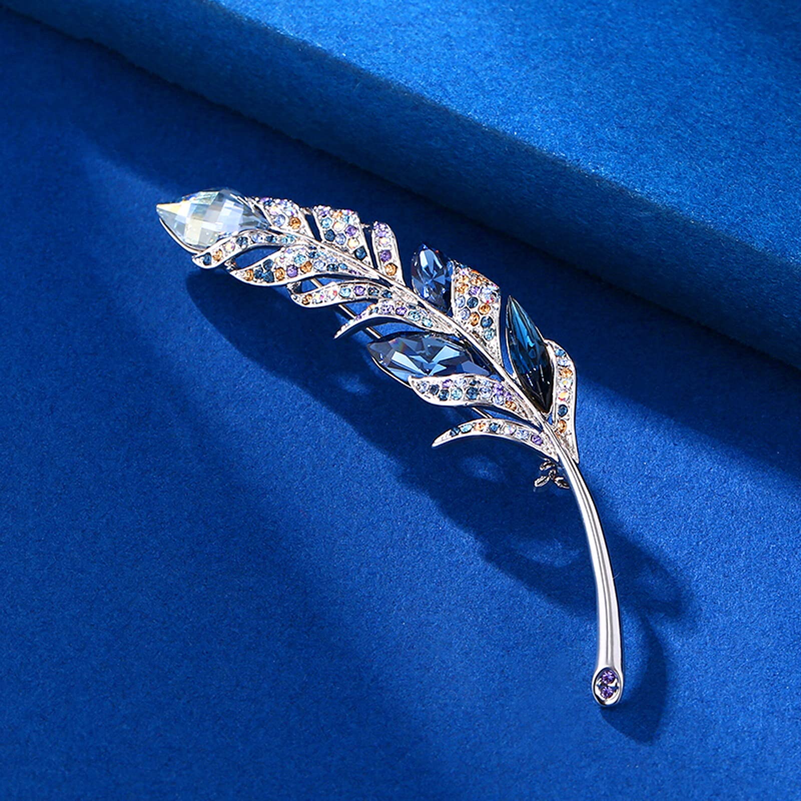Broches delicados de Moda para Mujer con Plumas y Cristales Elegantes para Solapas de Chaquetas, Bufandas, suéteres y Vestidos.