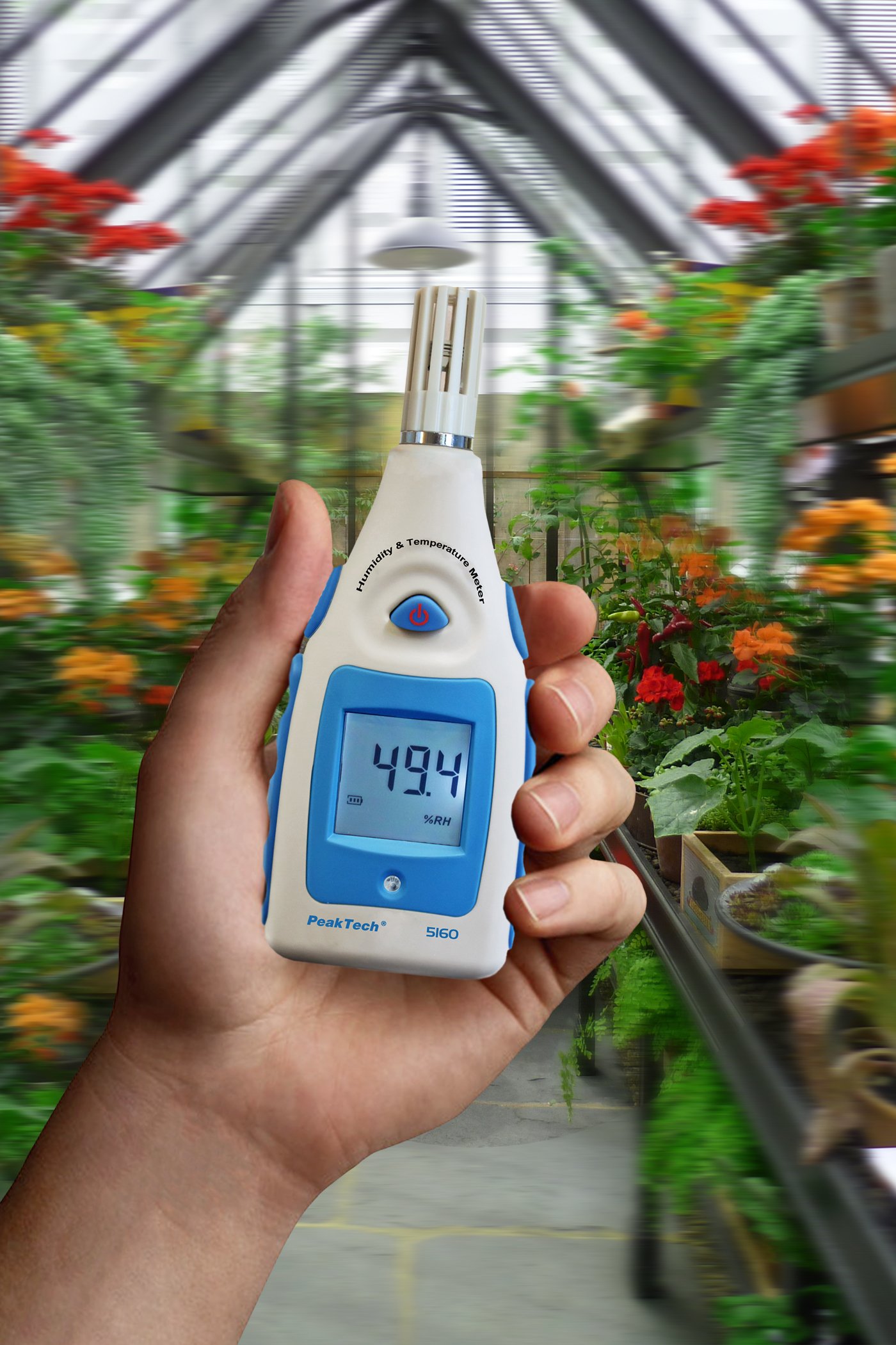 Peak Tech aria Misuratore di umidità con visualizzazione della temperatura dell' aria/Misuratore di Temperatura/Termo-igrometro/Costruzione Umidità E TERMOMETRO, 1 pezzo, P 5160