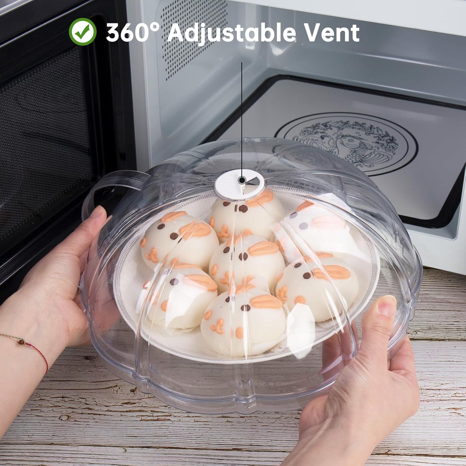 Microwave Cover for Food - 10.5 Inch Clear Splatter Guard with Handle, Dishwasher-Safe, Multi-Use Tray : Pot Holders, Drying, Baking, Place Tray, Utensils Rest for Kitchen Counter