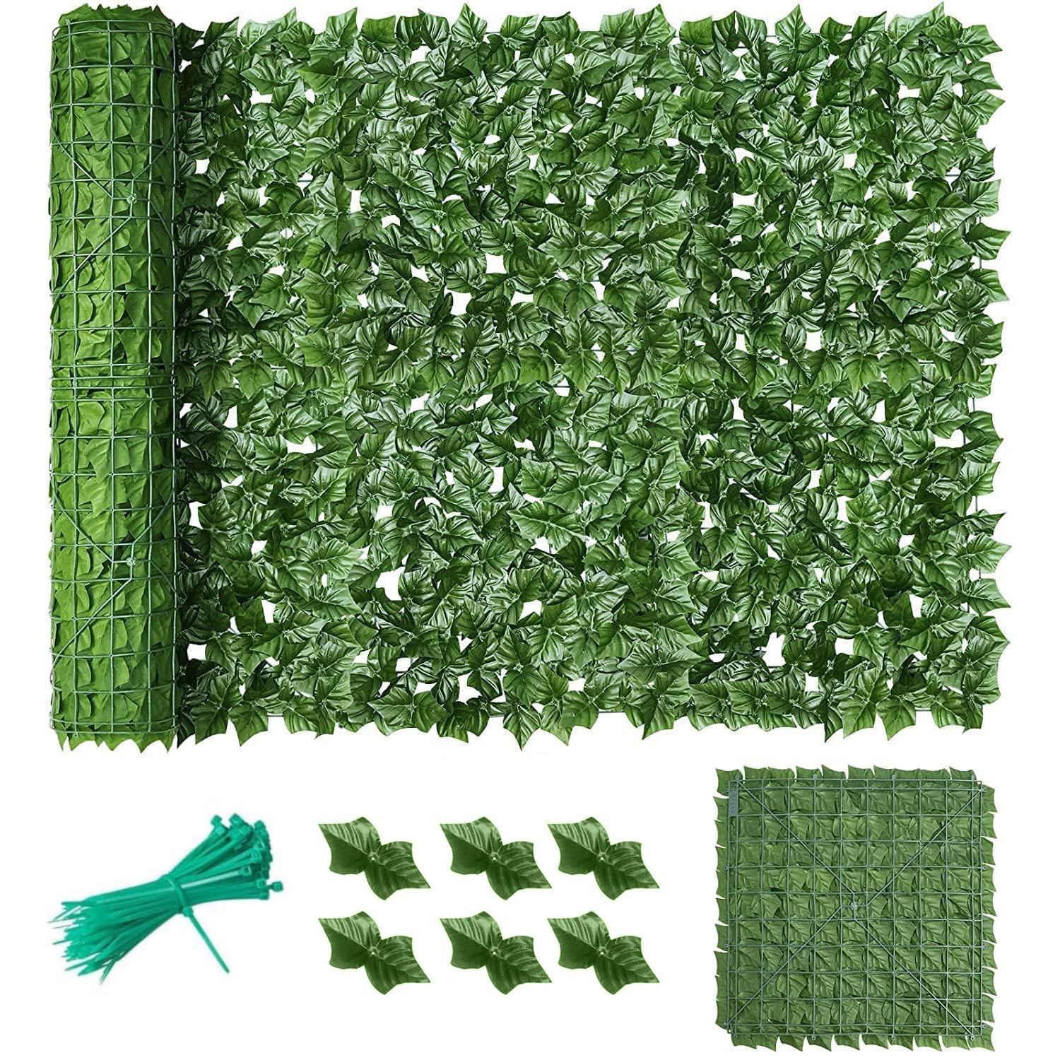 Artificial Ivy Fence Screening, 3m x 1m Artificial Hedge Roll, Garden Privacy Trellis Screening, Balcony Wall Fence Panel, UV Protection Outdoor Indoor Home Decor with 50 Free Nylon Ties