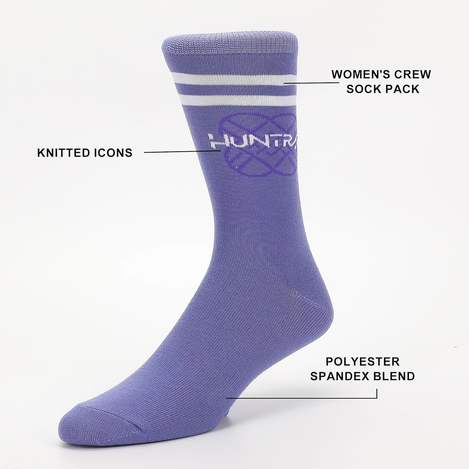 Bioworld Kpop Demon Hunters Huntr/X Logo 5-Pair Pack Casual Crew Socks - Image 6