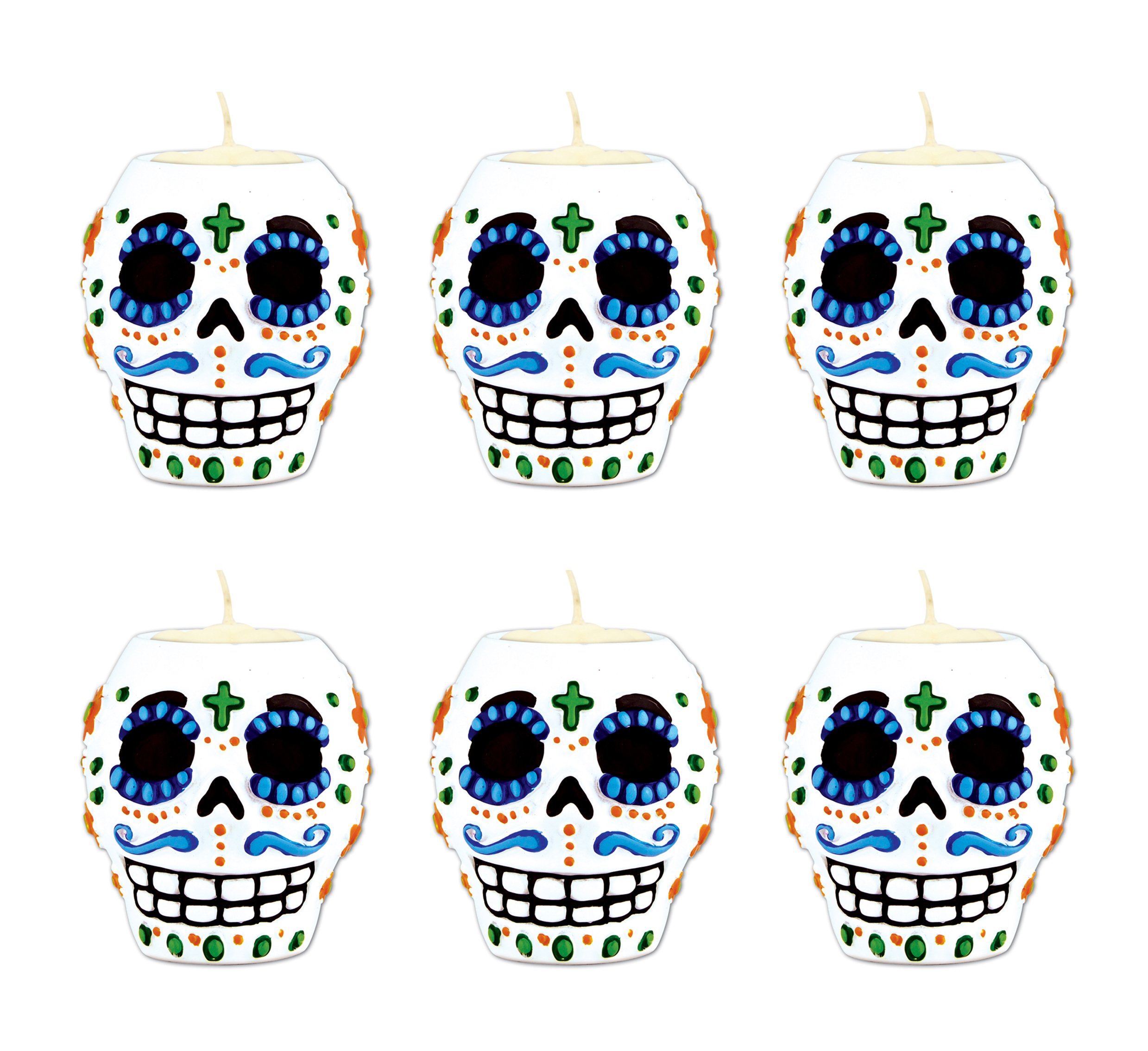 Beistle 00932 6-Piece Day Of The Dead Male Tea Light Holder