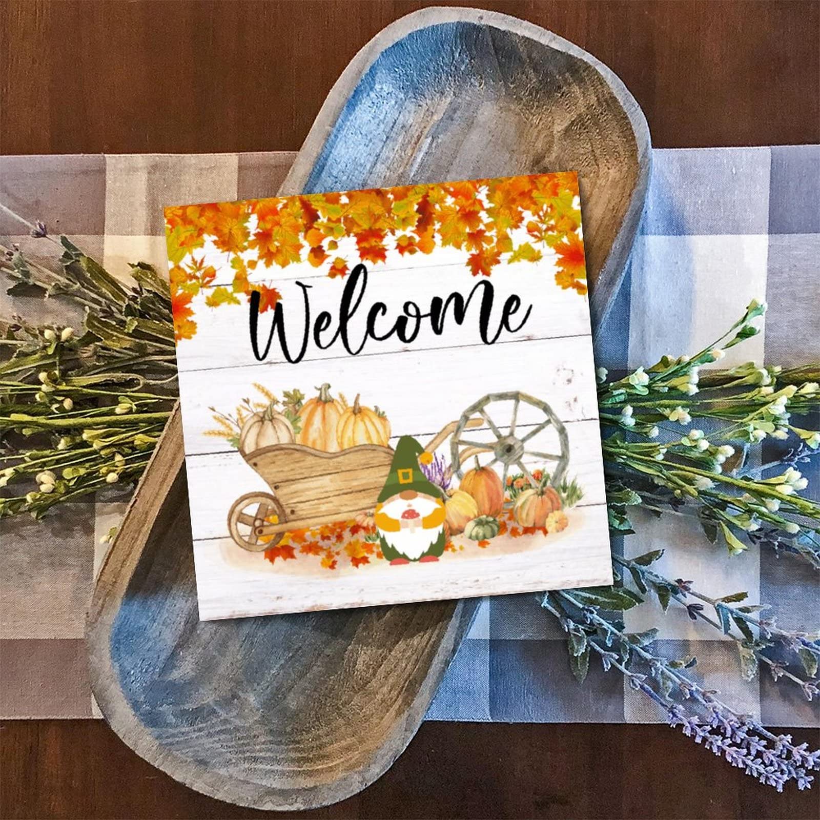 Panneau en bois Welcome Fall Pumpkin pour sublimer un mur vide