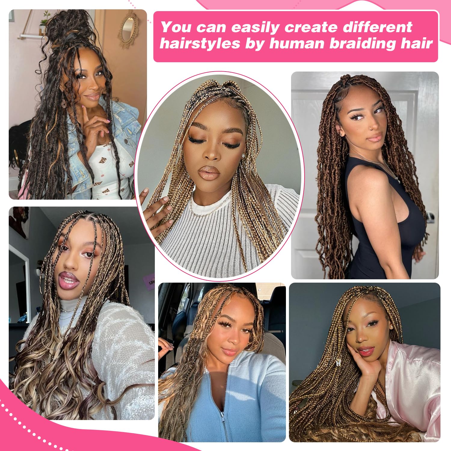 NWOT Instant Weave 4/27/30 Blend Human Hair Body Wave Half Wig Super Full Body Wave Boho With A Chestnut Color Blend  main image 3