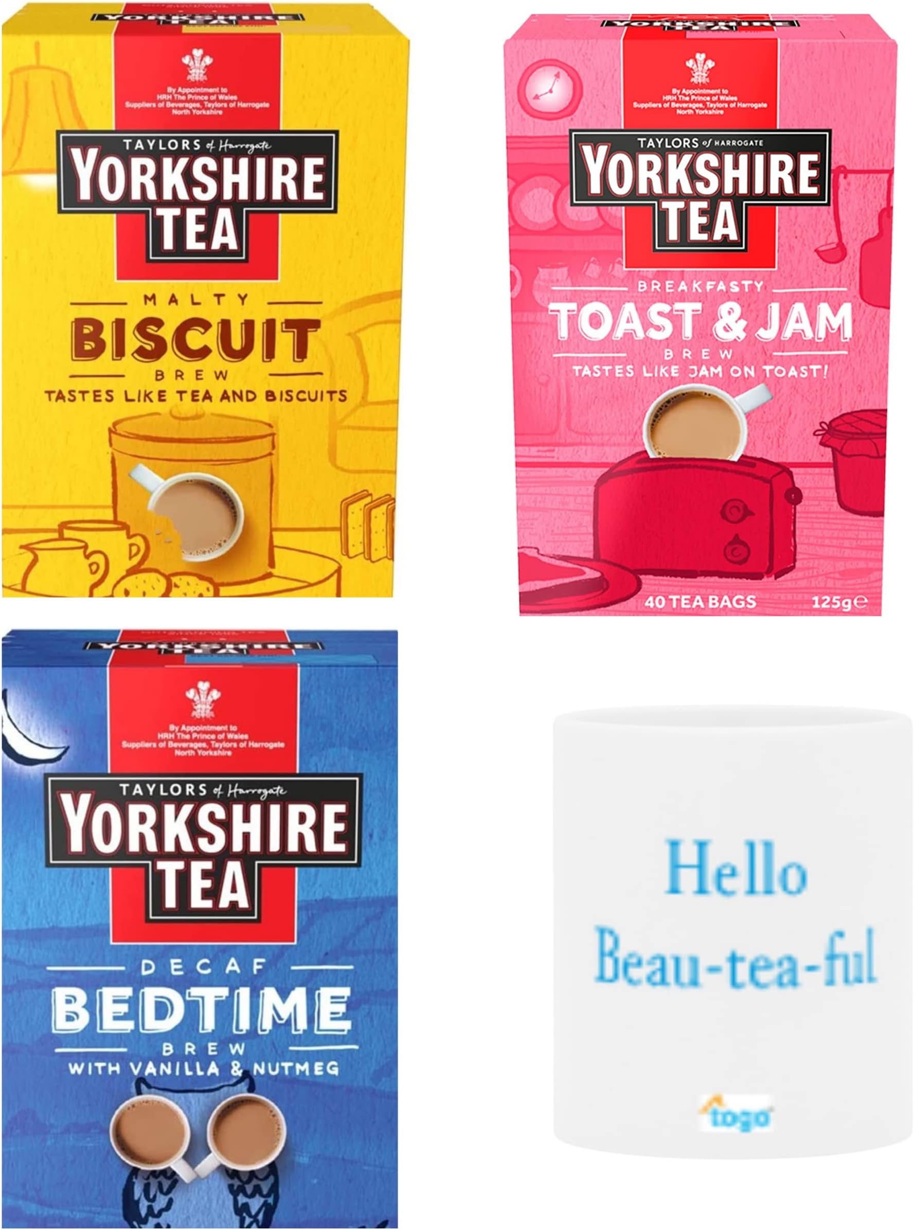 Yorkshire Tea , Gift Tea Bags Selection , Variety Pack, Ideal Tea Gift Set:/Present (3 Flavours), Bundle with Ceramic Mug
