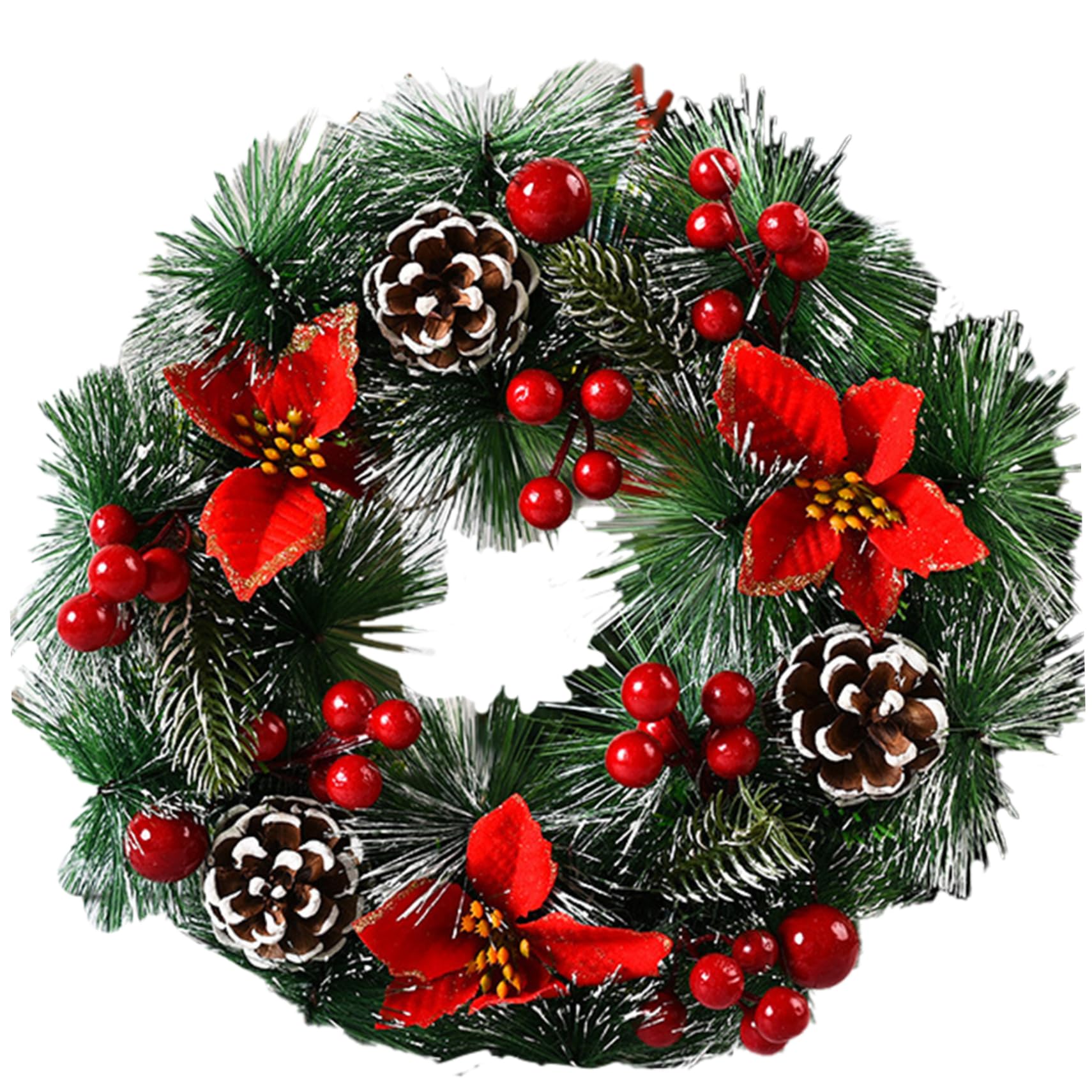 Couronne de porte de Noël de 12,6 pouces à offrir pour décorer cheminée et fenêtre