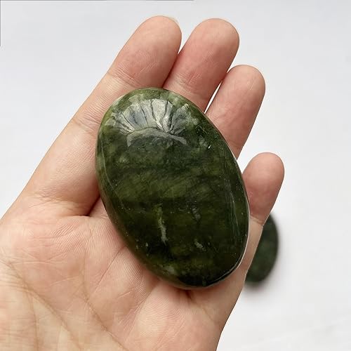 Miniatura 3 de Jade verde natural, bolsillo ovalado de palma, cristal curativo, masaje de spa, piedra energética, cristales y piedras curativas