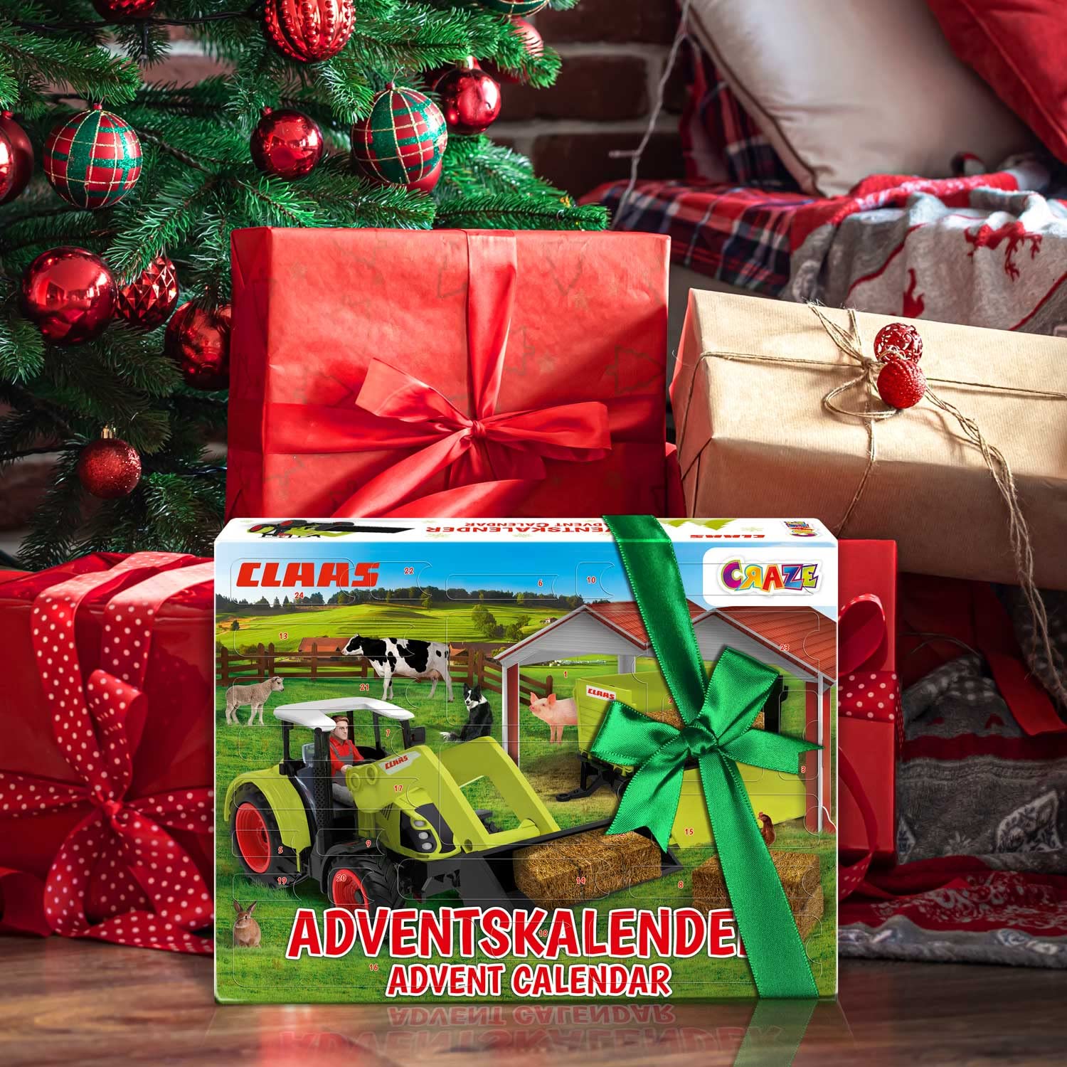CRAZE Adventskalender Kinder CLAAS Spielzeug Adventskalender Jungen mit Bauernhof Figuren und Traktor , 24 Überraschungen für Kinder ab 3 Jahre
