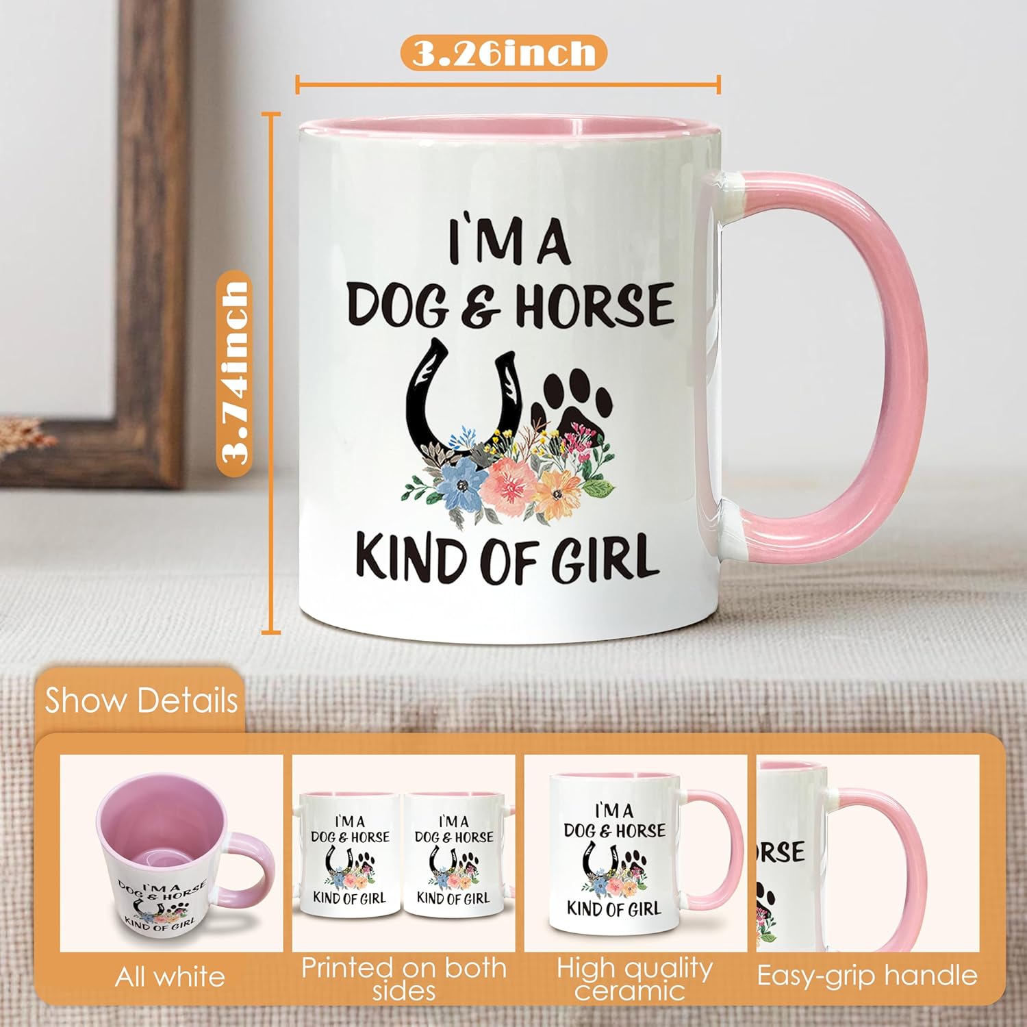 Dog Horse Lover Gifts For Women Coffee Mugs, Equestrian Gifts Coffee Tea Cup Gifts For Women Christmas, Gifts For Horse Dog Lover, I'm A Dog And Horse Kind Of Girl Ceramic Coffee Mug 11oz - Image 7