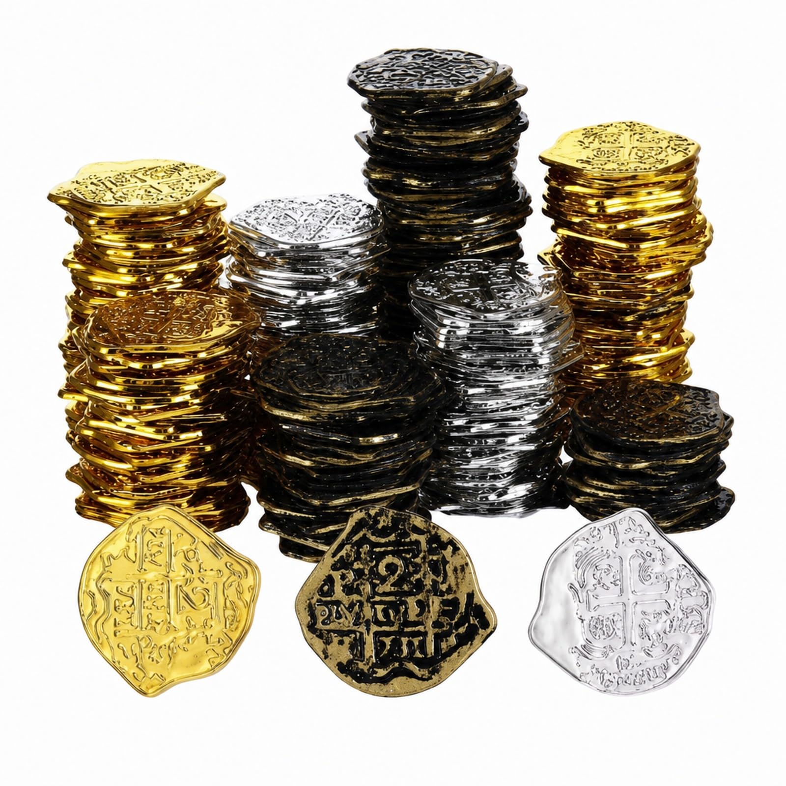 120PCS Coins Ornament Set, Gold Silver Treasure Hunt, Themed Party Decorations, Stage Performance Props, Event Planning Supplies