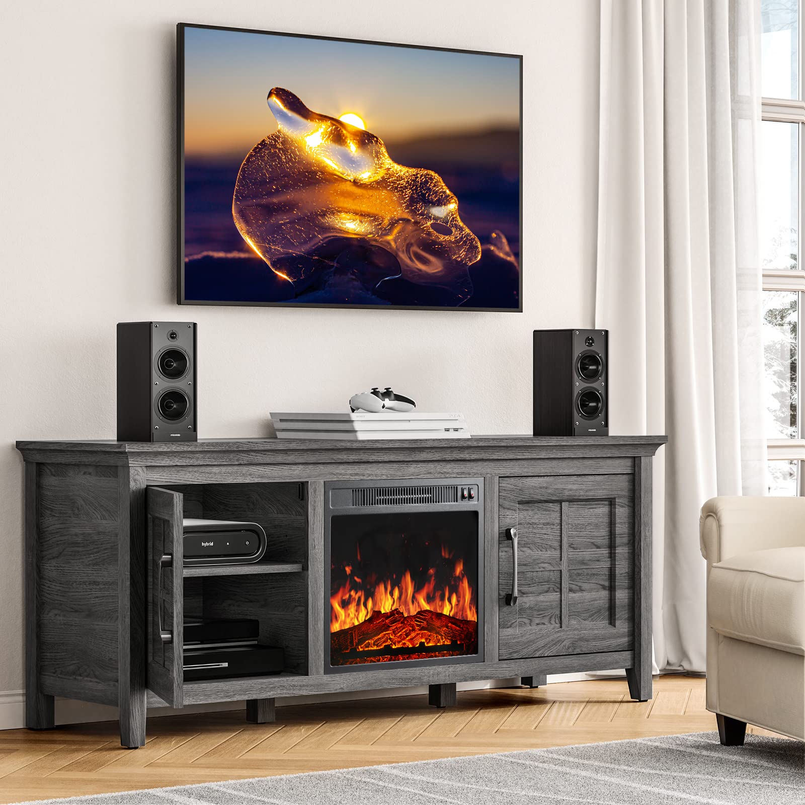 Amazon.com: Pipishell Fireplace TV Stand with 18″ Fireplace for up