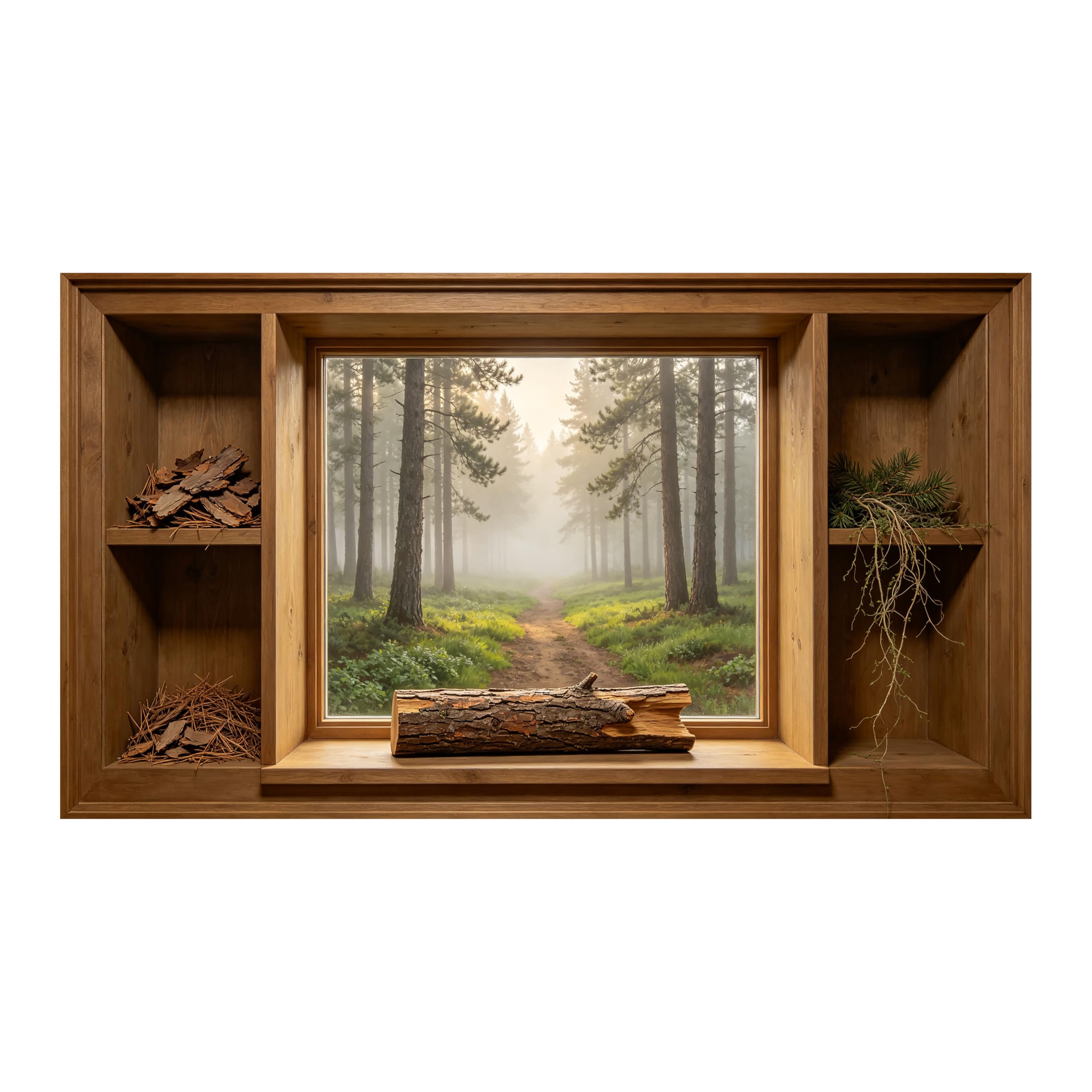 Yzpallescene Art260711170 3D Framed Wall Art Misty Forest Path Rustic Woodland Landscape Large Size Selfadhesive Removable Wall Decor Prints Artwork For Living Room Bedroom Office