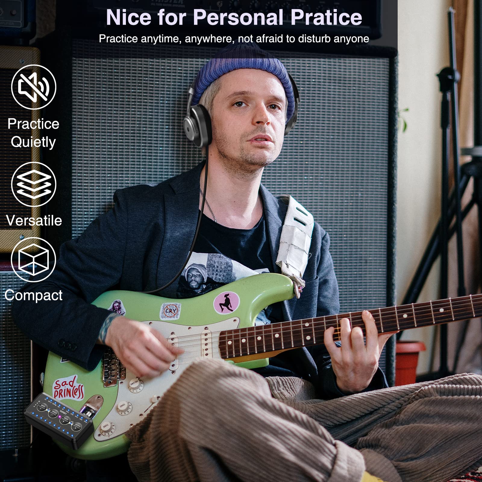 LEKATO Guitar Headphone Amp Bluetooth Mini Guitar Headphone Amplifier