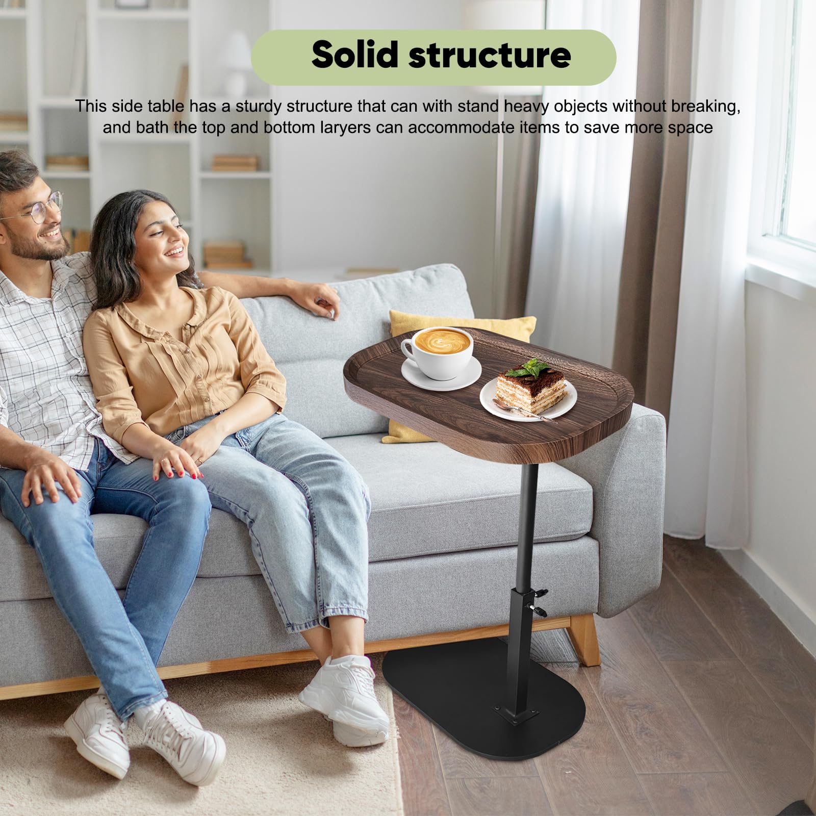 Jargrovs Table D'appoint En Forme De C,Table Bout De Canapé En Forme De