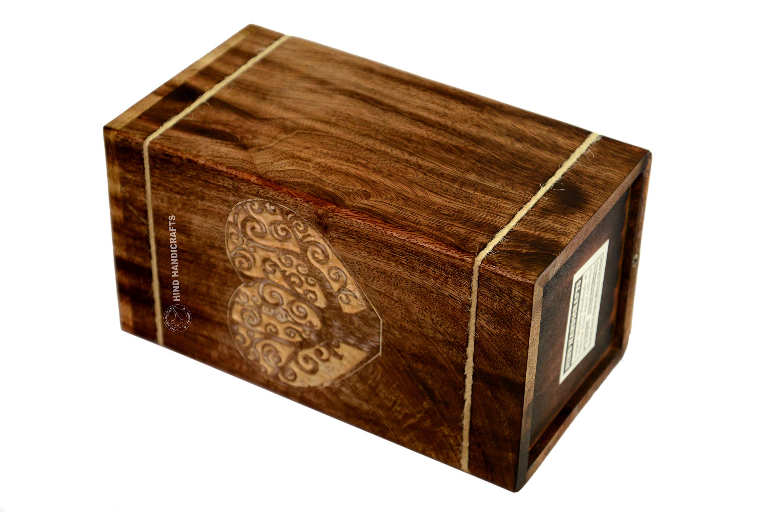 Buy Hind Handicrafts Heart Shaped Tree of Life Wooden Urns for Human