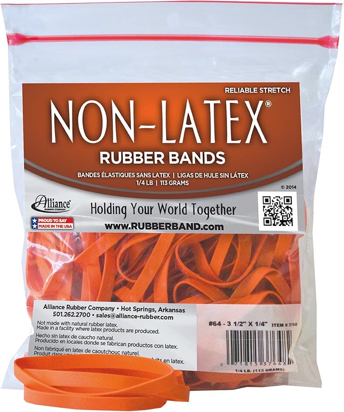 Alliance NonLatex Rubber Bands Size 64 (3 ? x 1/4 Inches) Protect