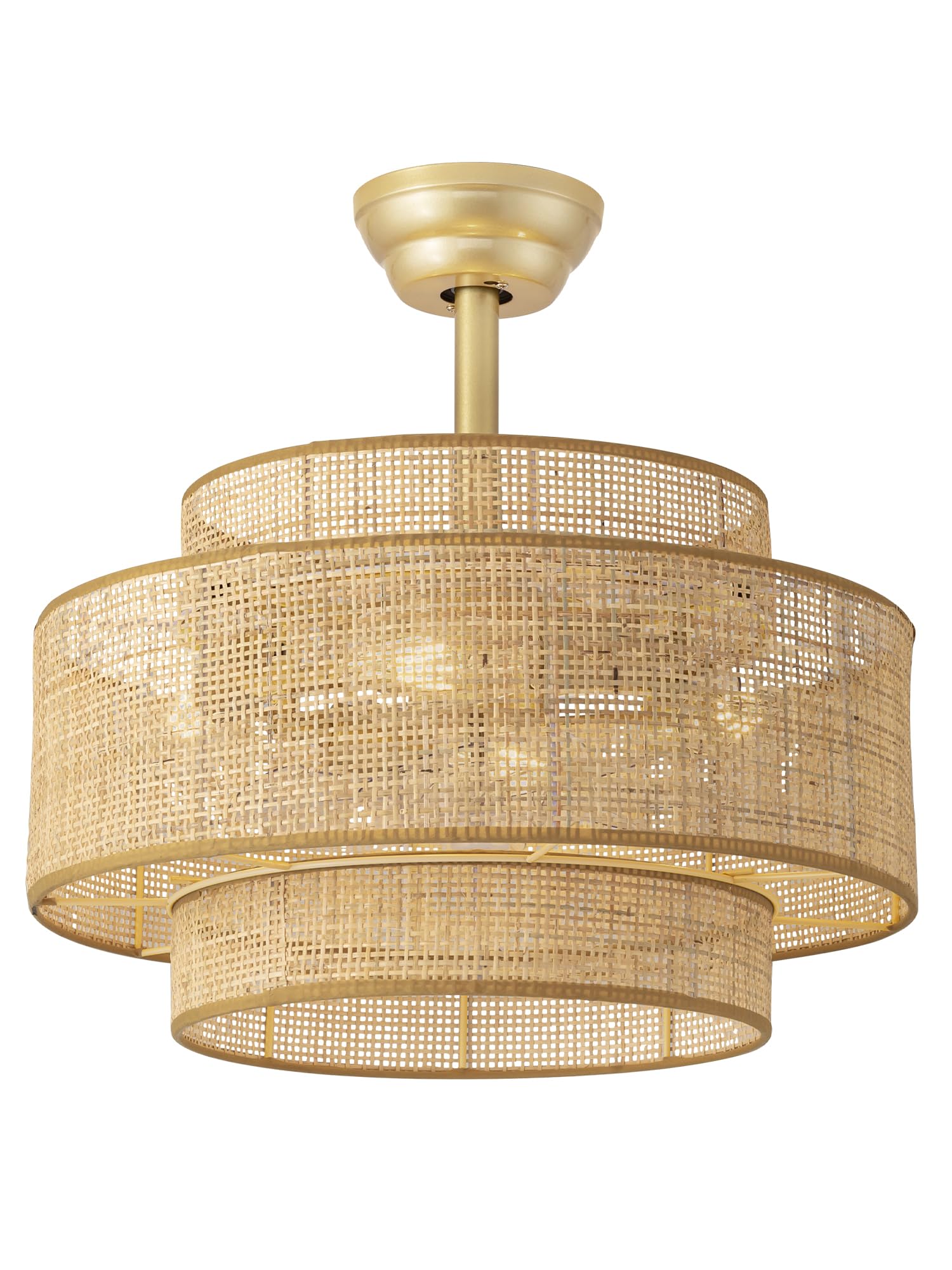 Photo 1 of Boho Fandelier Ceiling Fan with Light Rattan Chandelier Fan Remote Gold Caged Ceiling Fan with Light for Bedroom, Living Room Nursery Foyer Kitchen?6 Speed, Timing Adjustable Height?
