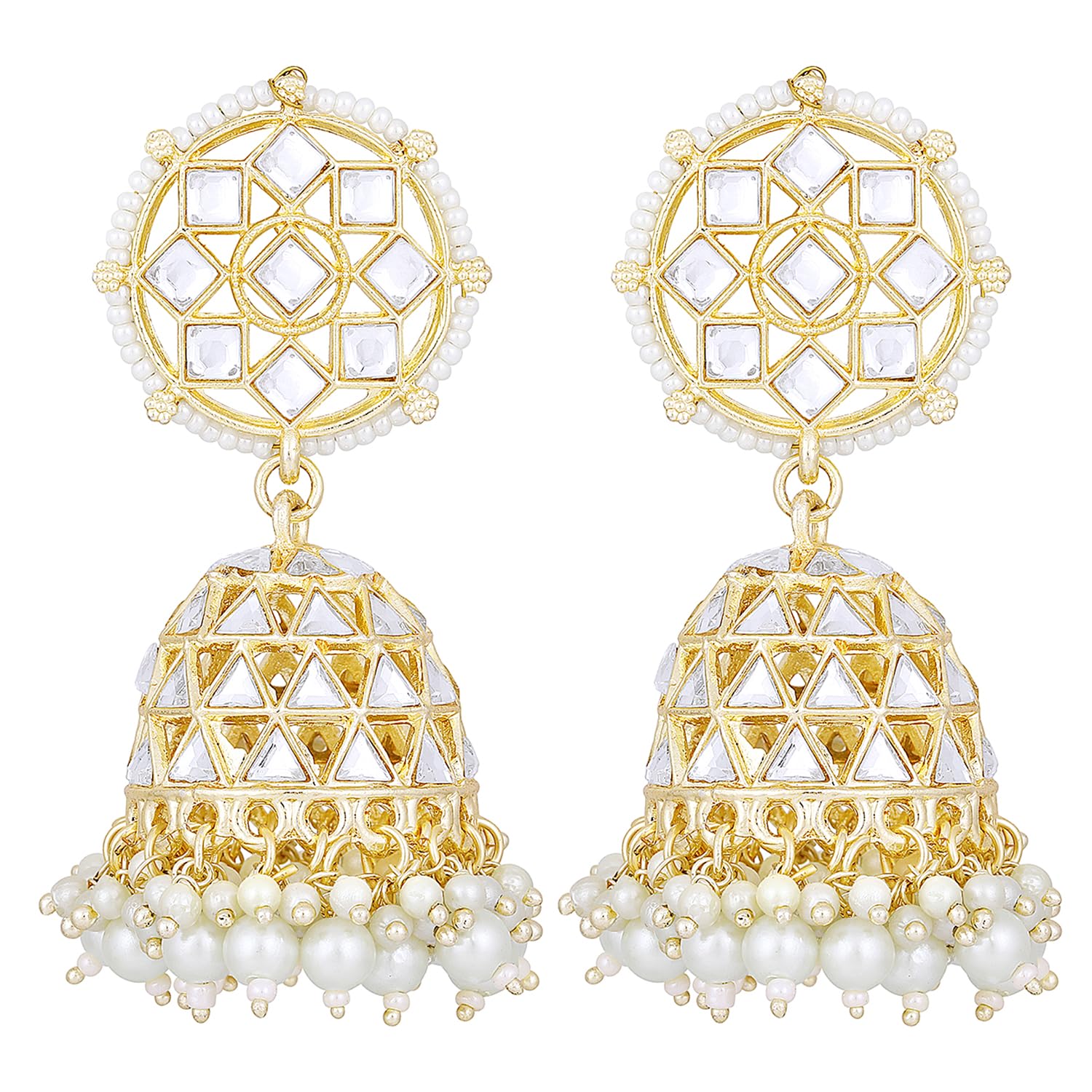 Peora Traditional Gold Plated White Kundan Studded Jhumki Earrings Ethnic Fashion Jewellery Gift for Women & Girls (B0C8TWXQHG) Amazon Price History, Amazon Price Tracker