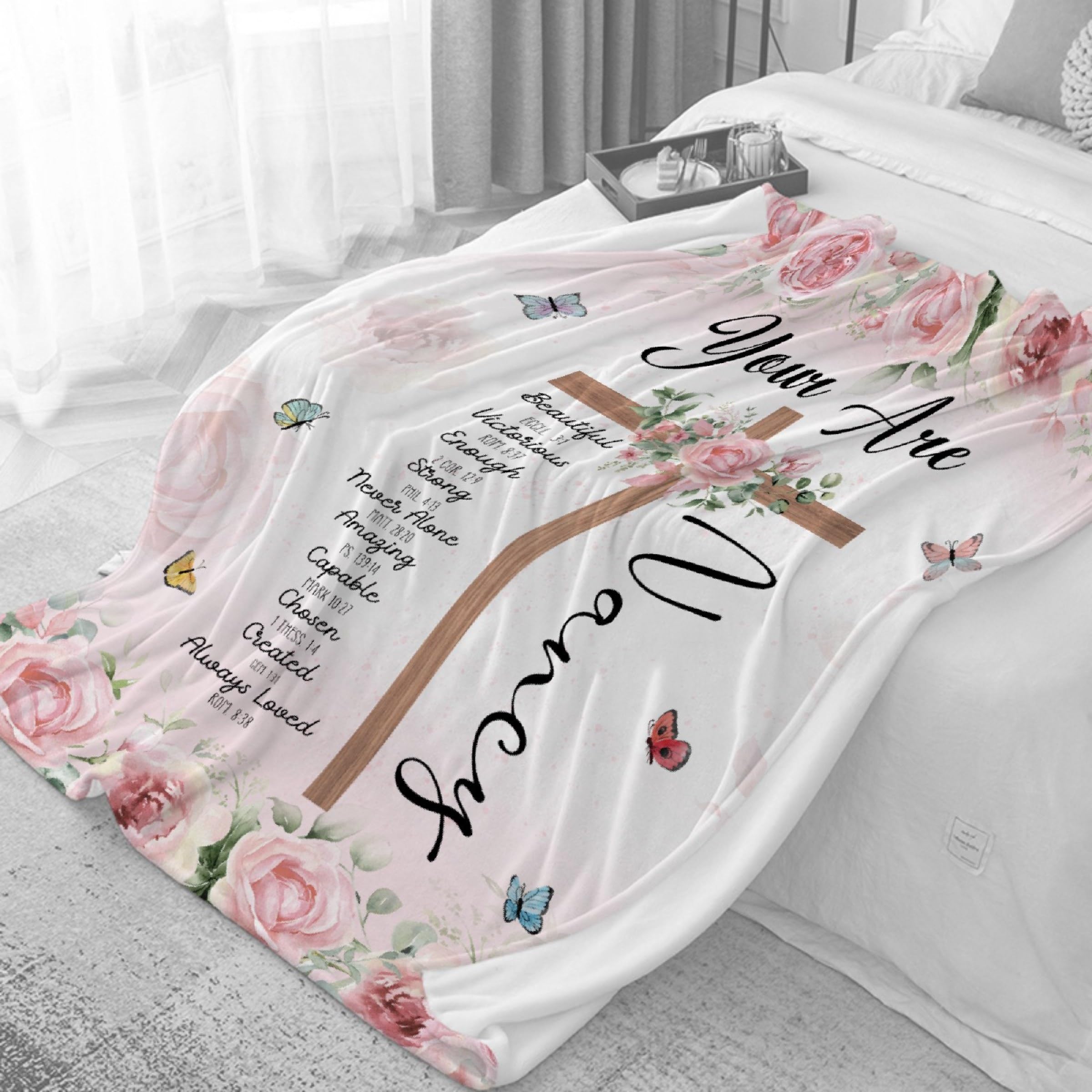 ARTBLANKET Personalized Bible Verse Blanket Gifts, Customersonalized Bible Verse Thow Blankets for Boys Girls Womens, Lightweight Fleece Blankets for Kids Couch Bed Sofa 60x50 Inch for Teen