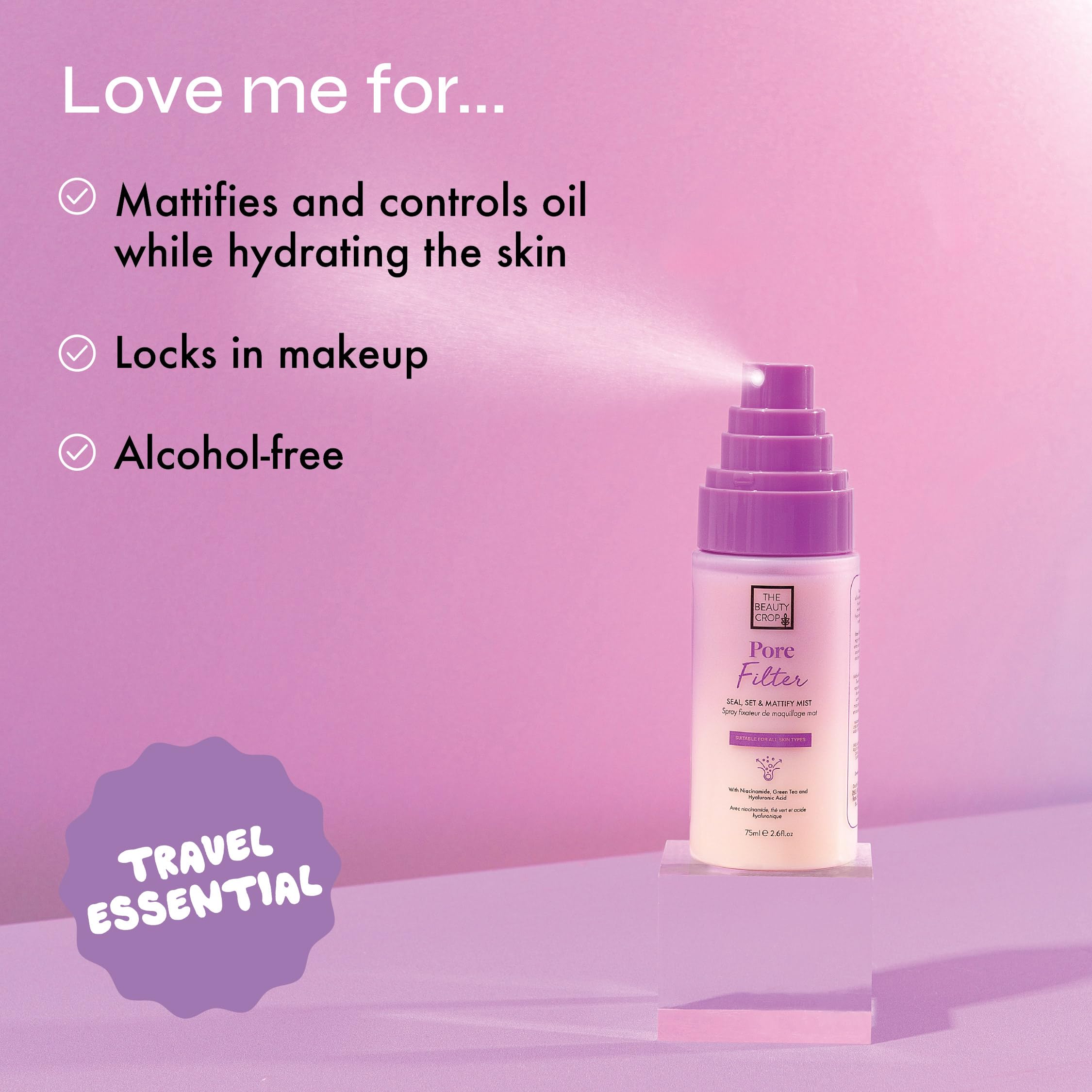 The Beauty Crop PoreFilter Mattifying Mist - Micro-Fine Setting Spray for Oily Skin - 100 ml