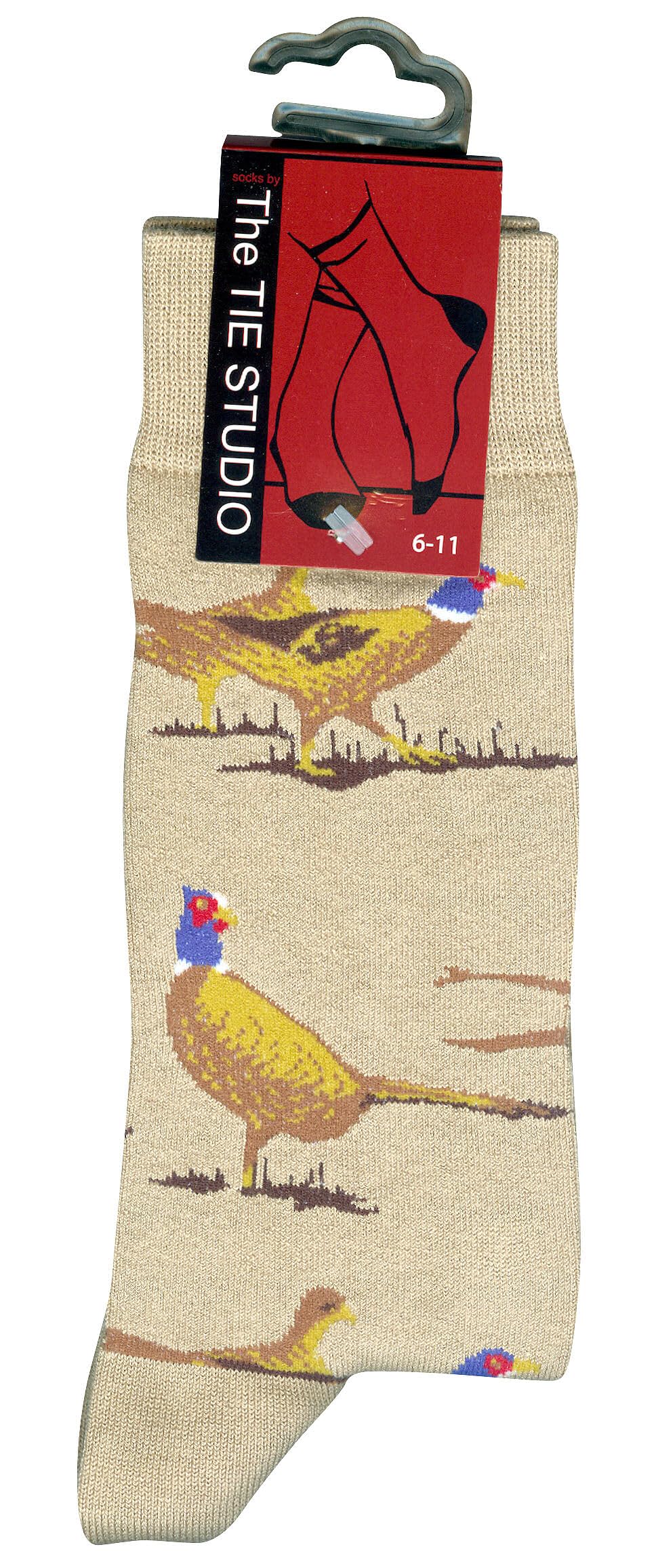The Tie Studio Men's Multicolour Pheasant Socks – Novelty Cotton Rich Socks Uk 6-11
