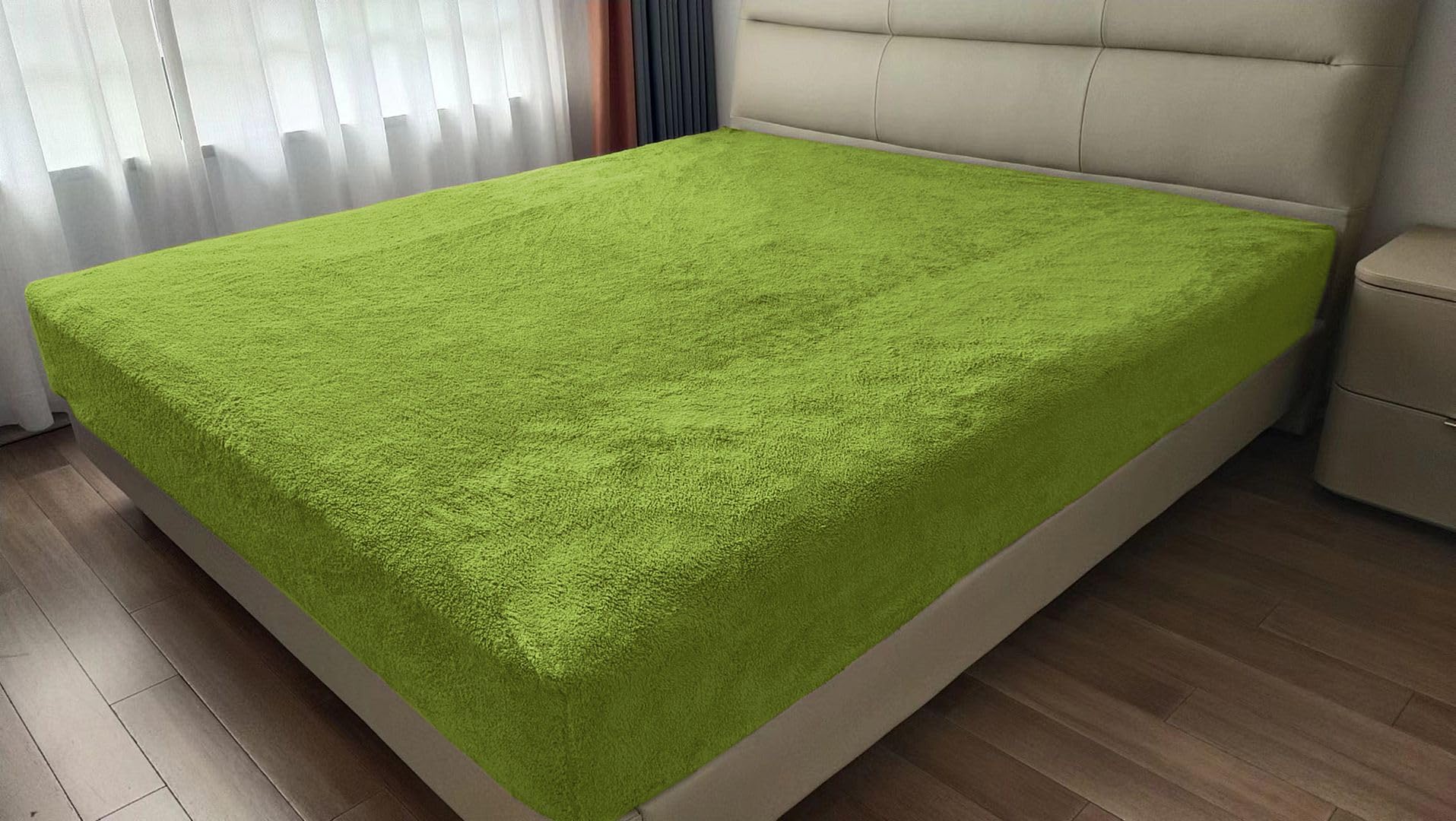 John Aird Lime Teddy Fleece Fitted Bed Sheet Soft Warm Fluffy Thermal Bedding (, King)