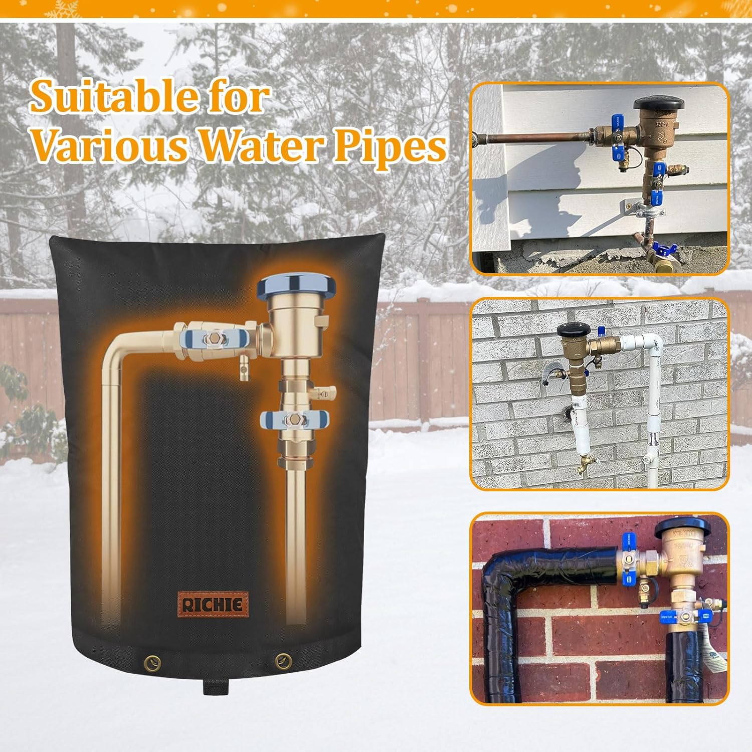 RICHIE Backflow Preventer Cover (5°F) Heavy-Duty 5-Layer Insulated Enclosure, Freeze & All-Weather Protection for Outdoor Pipe, Irrigation Sprinkler Valve, Well Water Pump & PVB, 16" Wx20 H Black