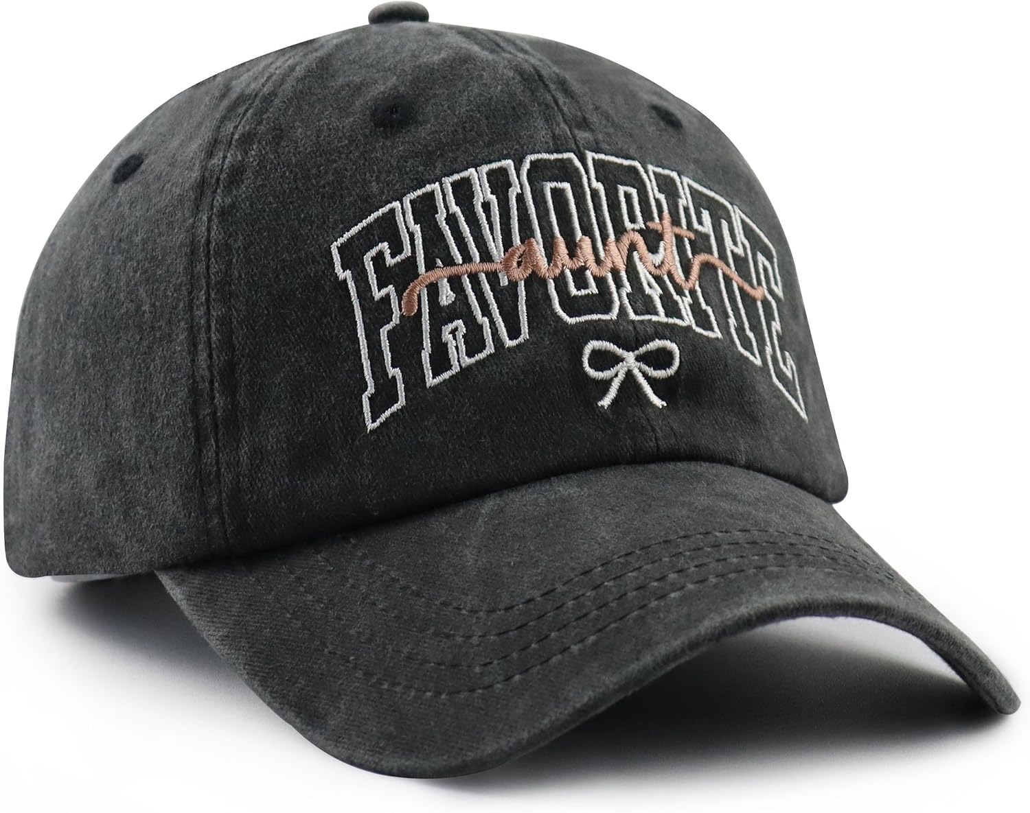 Favorite Aunt Hat for Women, Cute Adjustable Cotton Embroidered Auntie Baseball Cap - Image 3