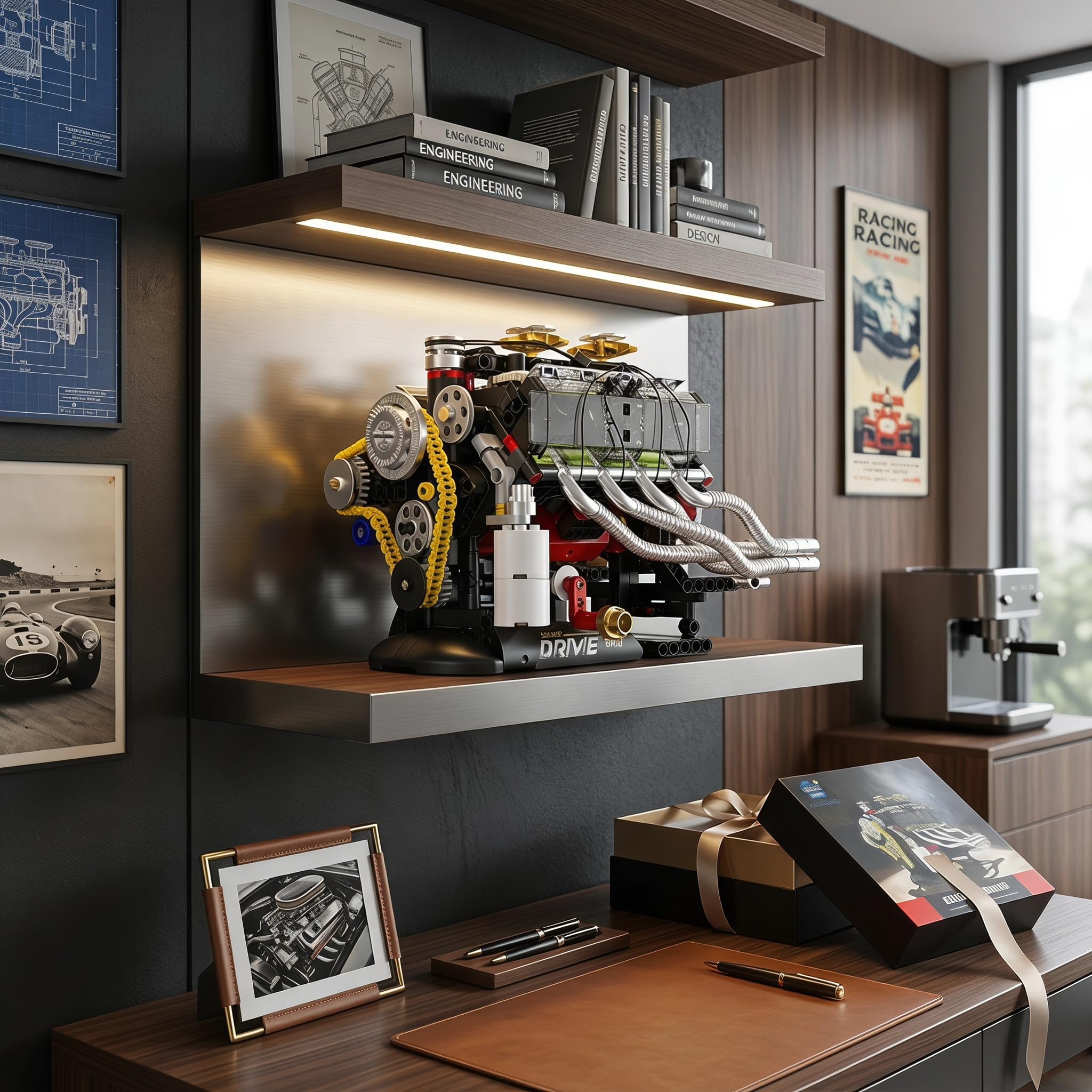 Maqueta Motor V8 659 Piezas Escala 1:4 – Manivela Mecánica | Kit Mecánica Adultos Maquetas para Montar Stem Idea Regalo Hombre Colección