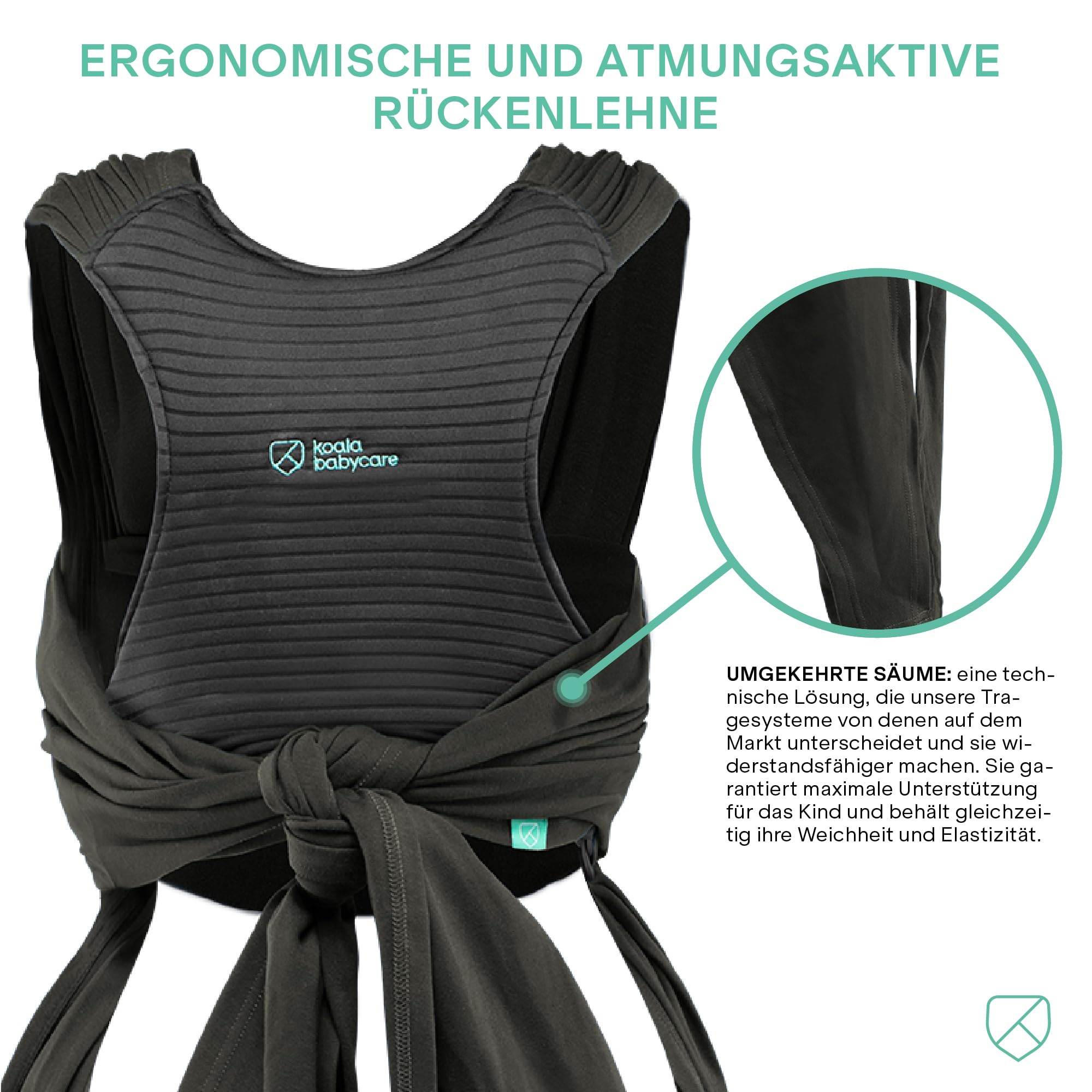 Koala Babycare Babytragetuch - Einfach anzuziehen - Elastisches Tragetuch bis zu 15 kg - Verstellbar und Unisex - 3