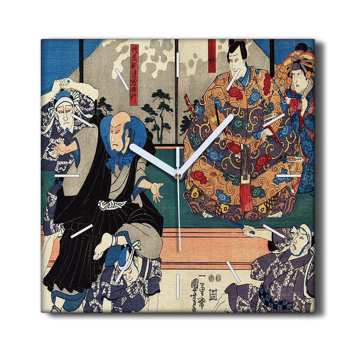 Horloge Murale Asiatique Traditionnelle en Toile pour un Salon Zen et Silencieux