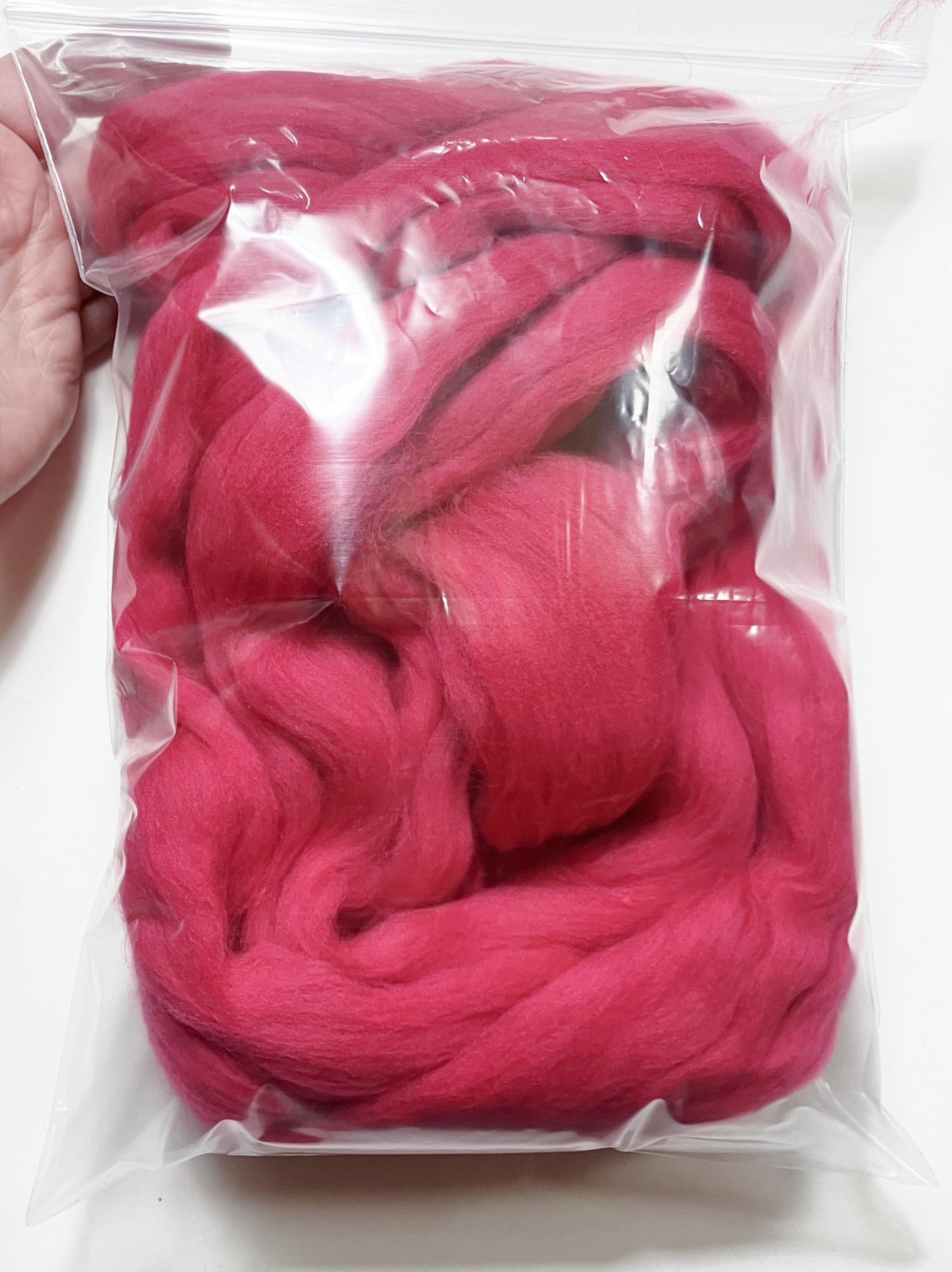 LM080-100 MOREZMORE Wool Roving for Needle Felting 100g 3.5 Ounce Raspberry RED Merino 100% Wool Fine Grade
