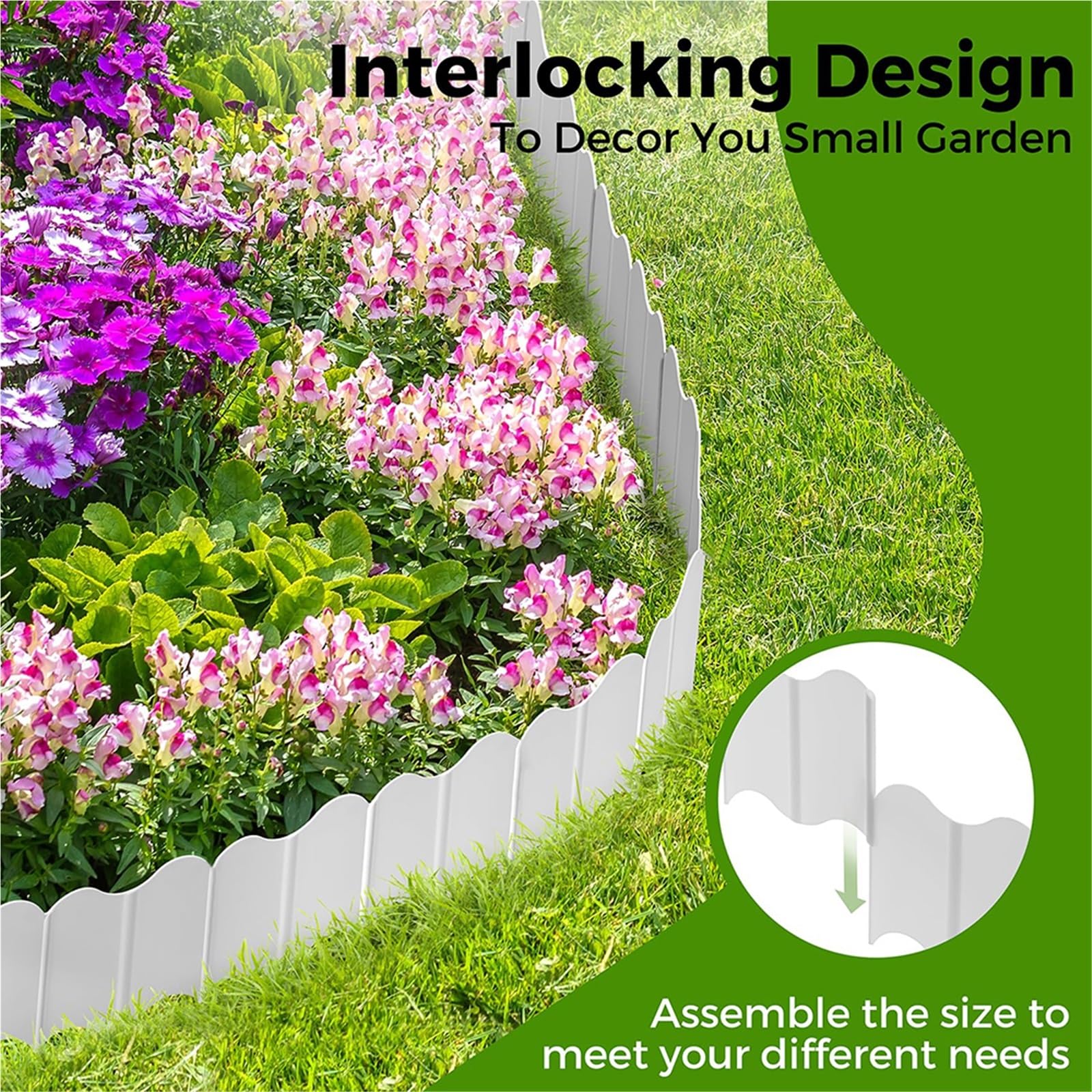 Bordura de Jardín de Plástico 20pcs 15x14cm Fixed Garden Barrier Lawn Plastic Border Landscape Edging Edge Kit(Black)