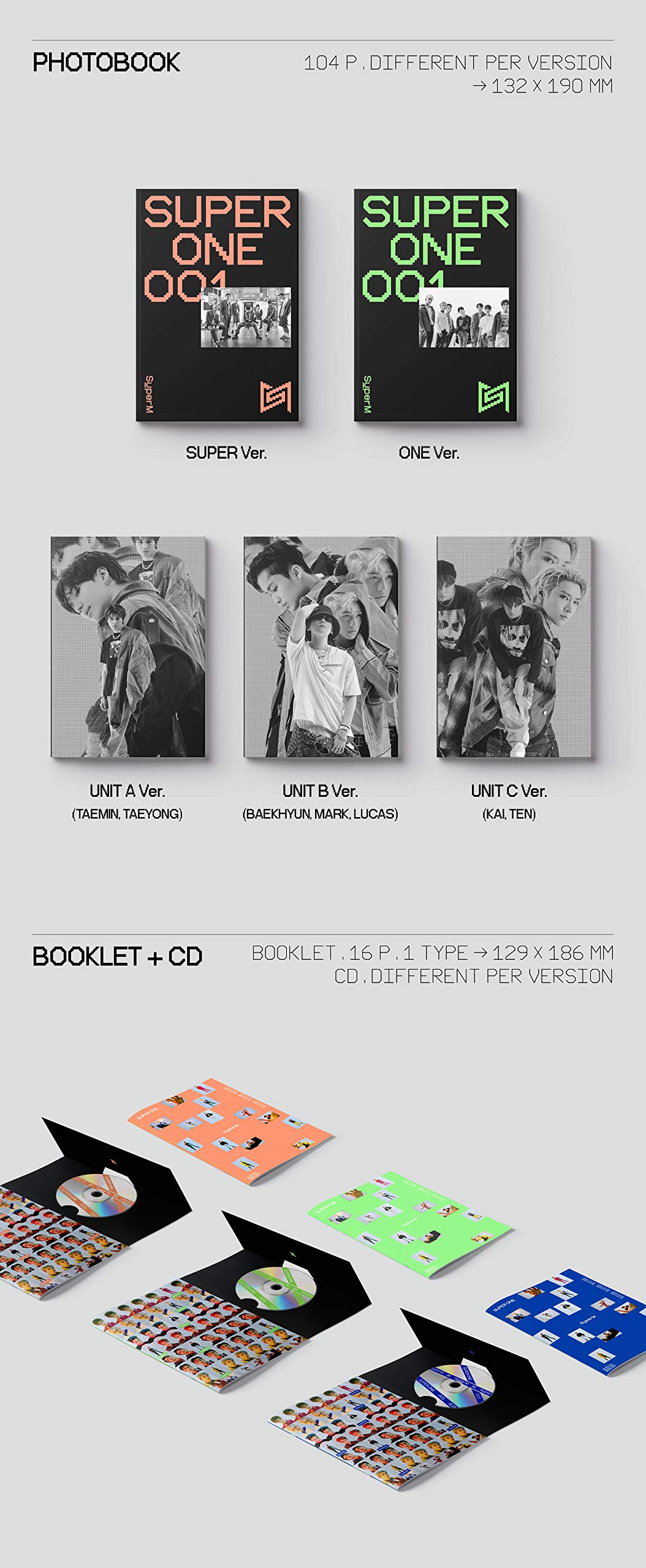 Amazon.com: SuperM - Super One (Random ver.) Album+Folded Poster+
