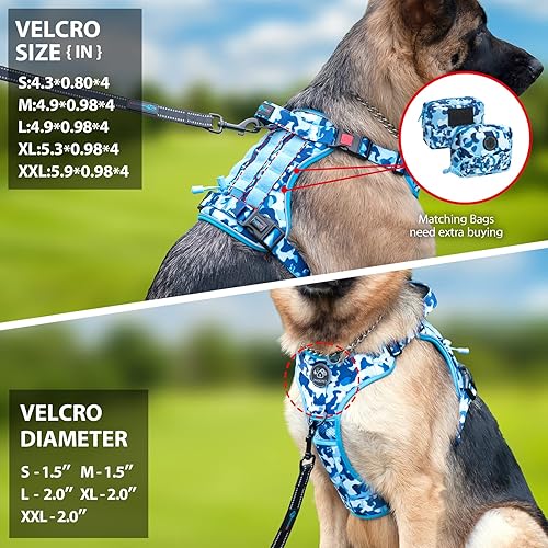 Miniatura 5 de PHOEPET Arnés táctico para perro sin tirones, chaleco para perro de servicio con paneles Molle y bucle, fácil control con asa para perros grandes