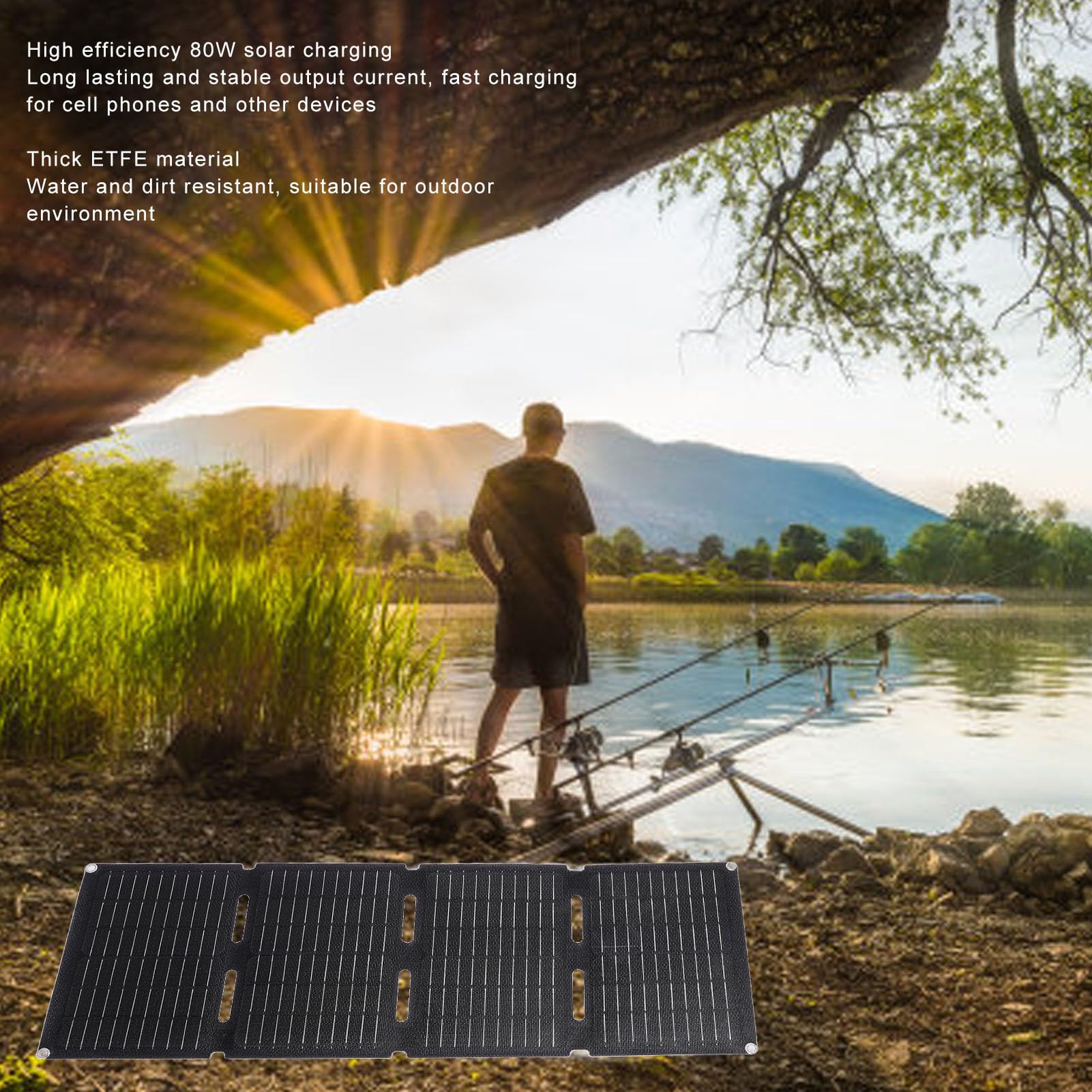 Eujgoov Caricatore del Pannello Solare Pieghevole 80W Efficiente per il Campeggio Escursionistico Monocristallino USB PD Pannello Solare Portatile a Ricarica Rapida