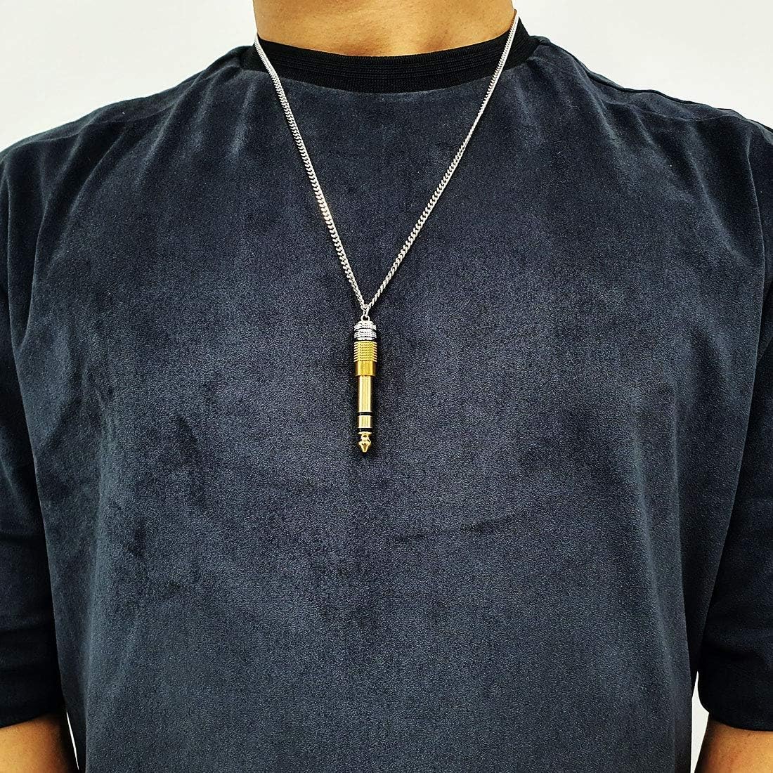 Audio Jack Necklace with a Functioning Gold Plated Headphone Adapter for Guitarists/Detachable Gold Tone Real Headphone Adapter Necklace Music Lover Musicians Gifts