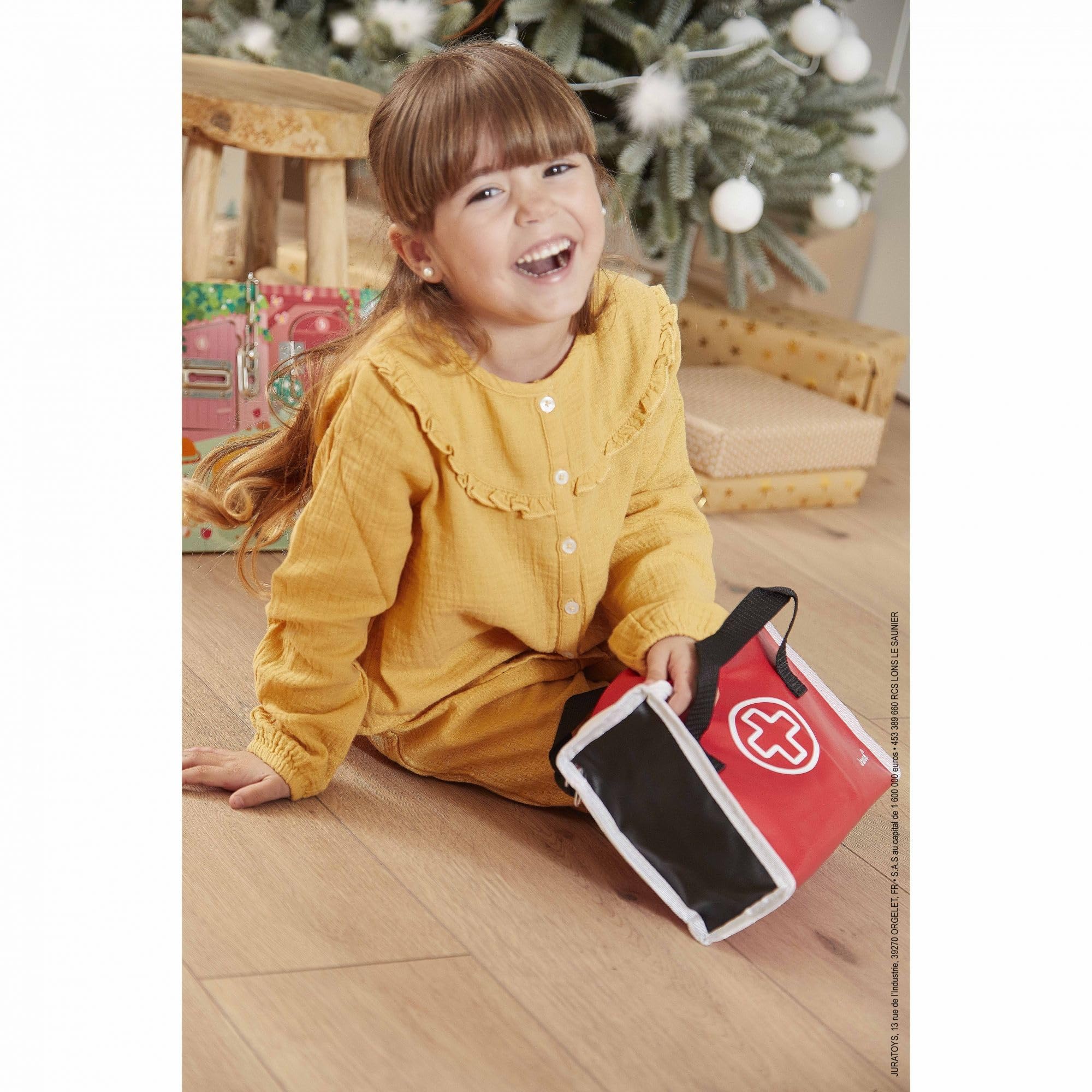 Janod - Malette de Docteur Enfant - 10 Accessoires en Bois Massif Inclus - Jouet d'Imitation - Dès 3 Ans, J06513, Rouge