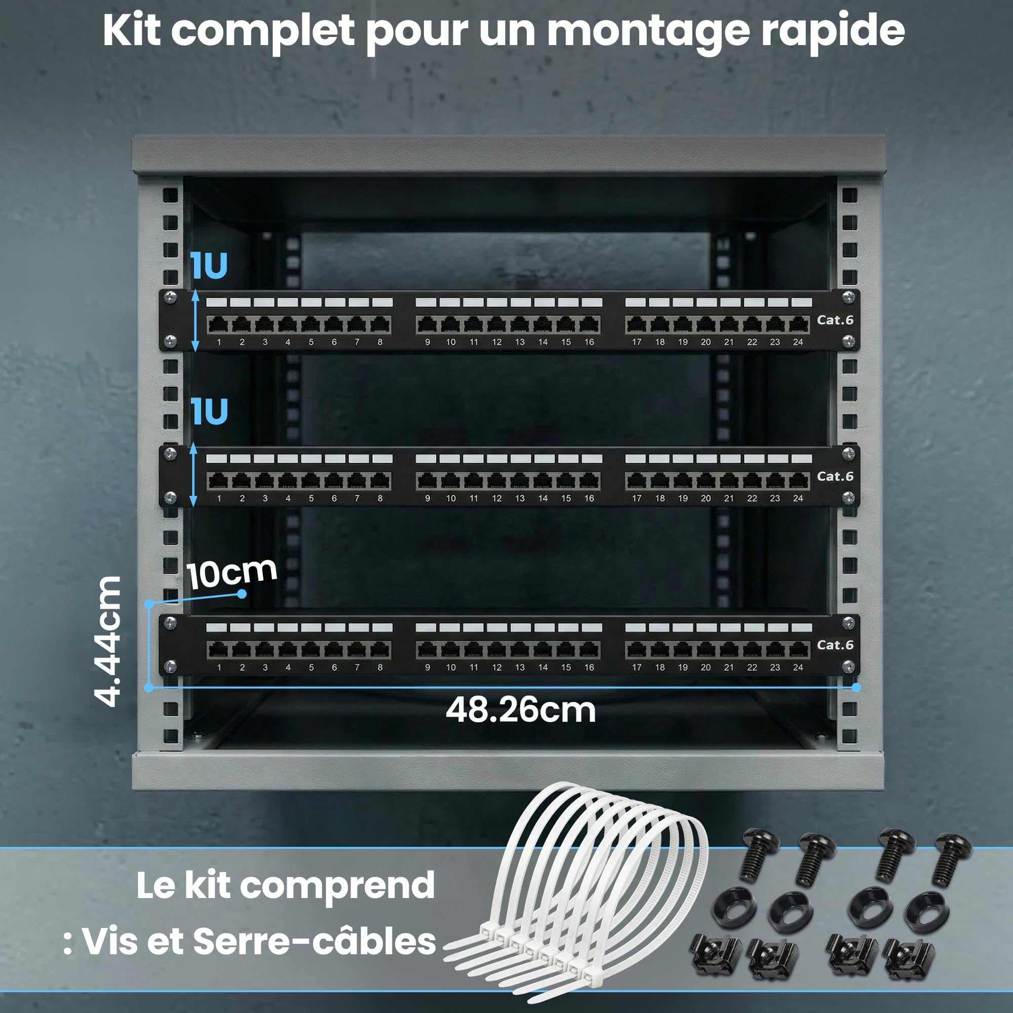 Extralink Panneau de Brassage 24 Ports RJ45 Cat 6 STP 19 Pouces 1U Rack | 24 ports RJ45 de catégorie 6 réunis sur une seule unité : 482,6 mm de large pour toute baie de brassage 19 pouces.