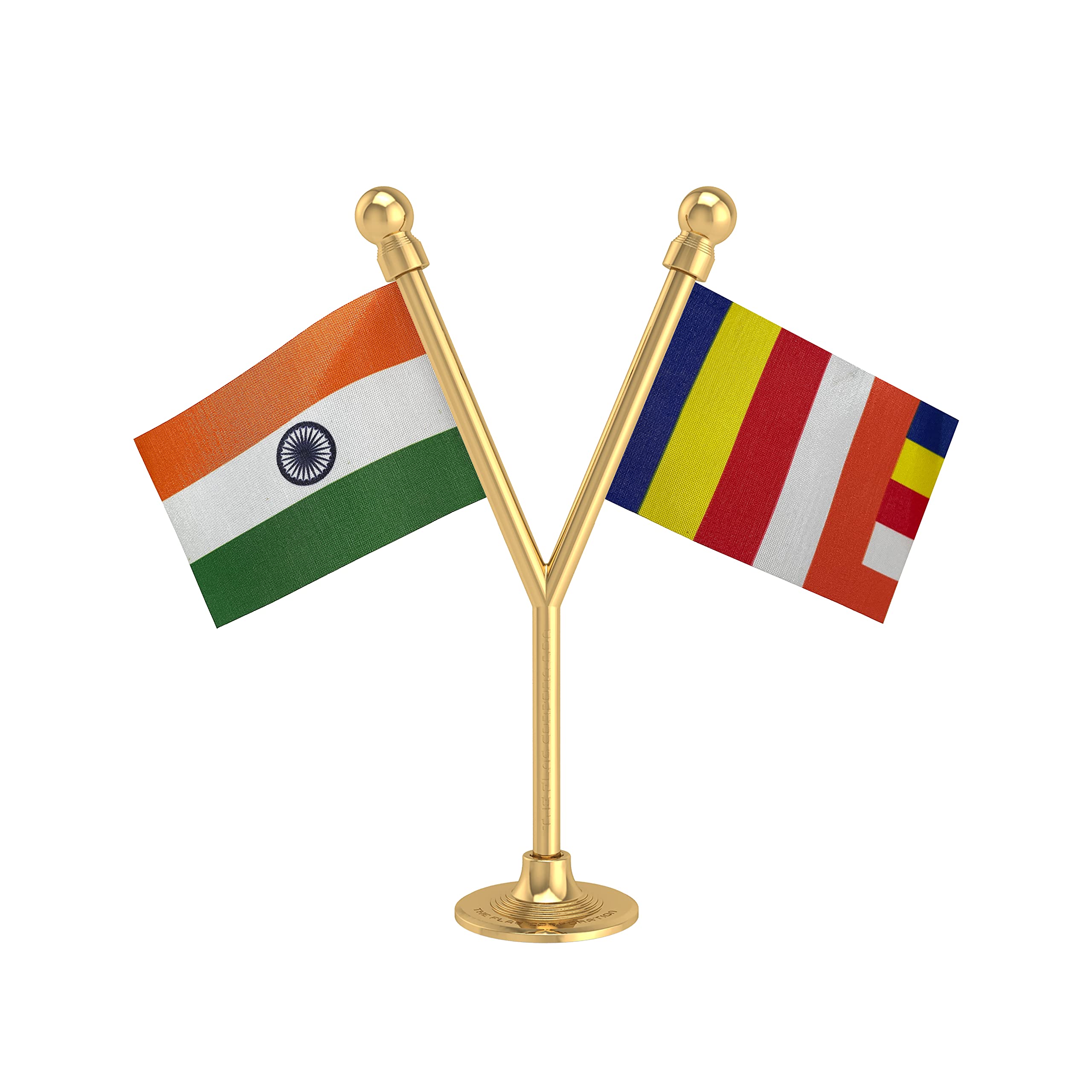The Flag Corporation India & Buddhism Car Dashboard Flag 2in x 3in with A Plastic Sublime Gold Base-image-20