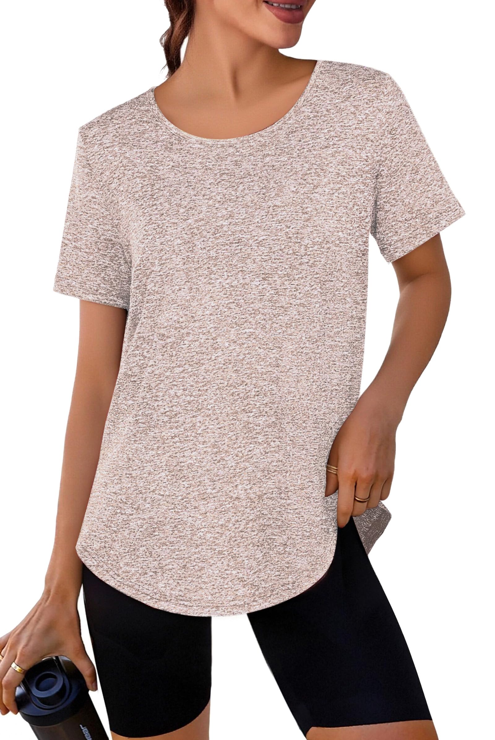 Crewhpo Sportshirt Damen Kurzarm Funktionsshirt Back Mesh Sportshirt Leicht Laufshirt Fitness Locker Sport Oberteile Atmungsaktiv Sport Tshirt Für Yoga Tennis S-XXL