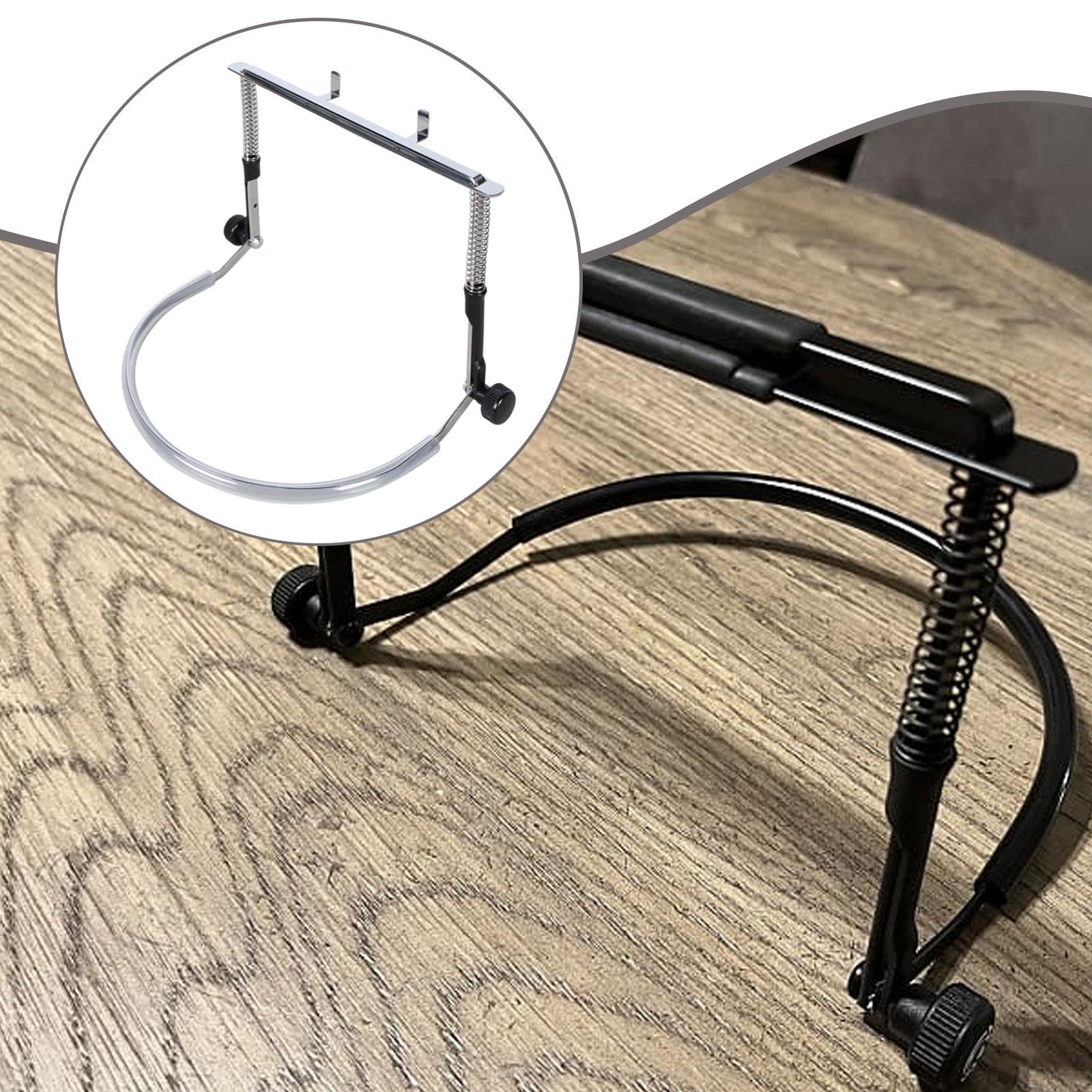 Soporte para Armónica, Atril Y Soporte para El Mástil Como Accesorios con Tensión de Resorte Ajustable para Mayor Comodidad Y Estabilidad de Los Músic, Plateado