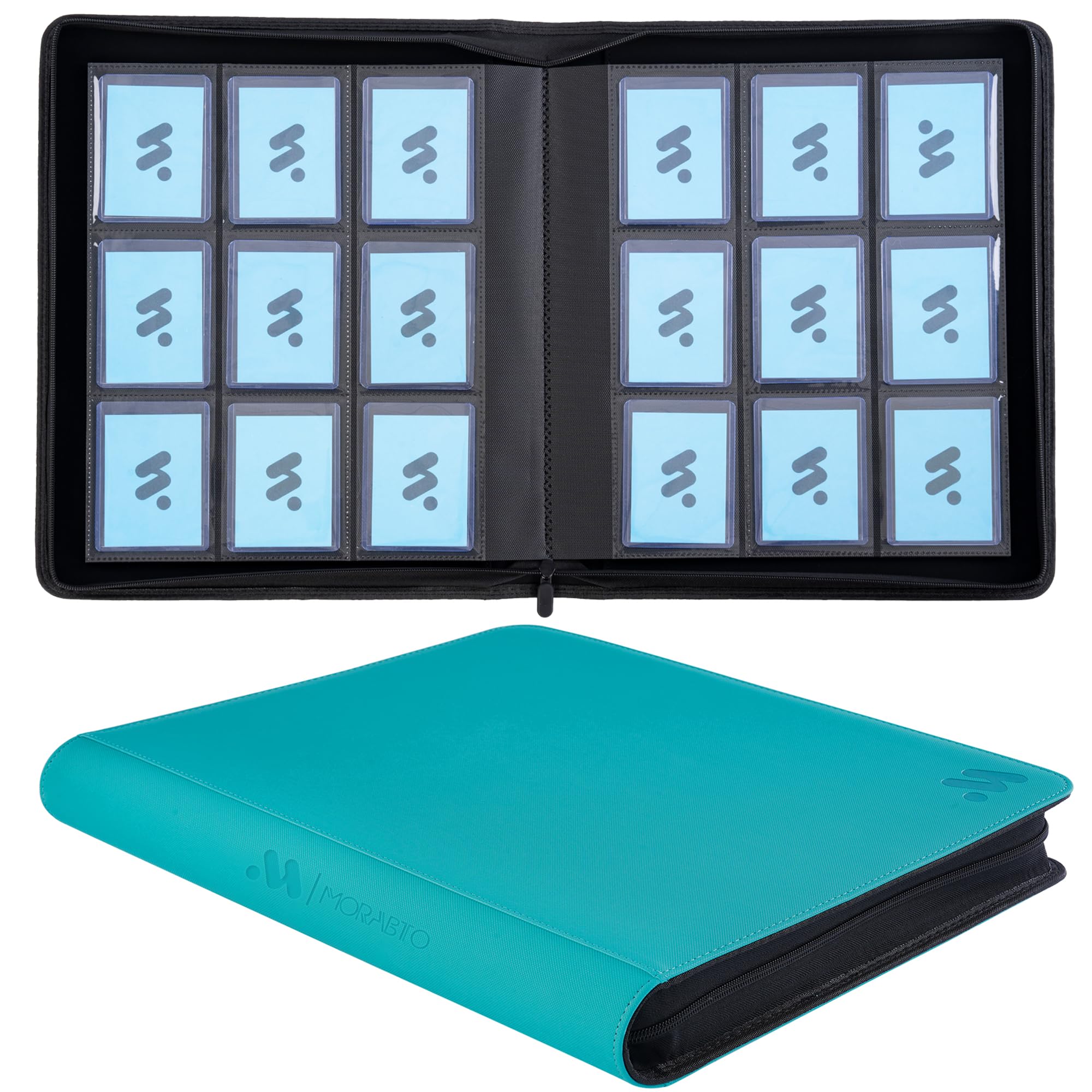 MORABTO 9 Pocket Top loader Binder, Holds 324 Top Loaders, Top Loader Binders for 3" x 4" Rigid Cards,Top loader Card Binder for Hard Plastic Top