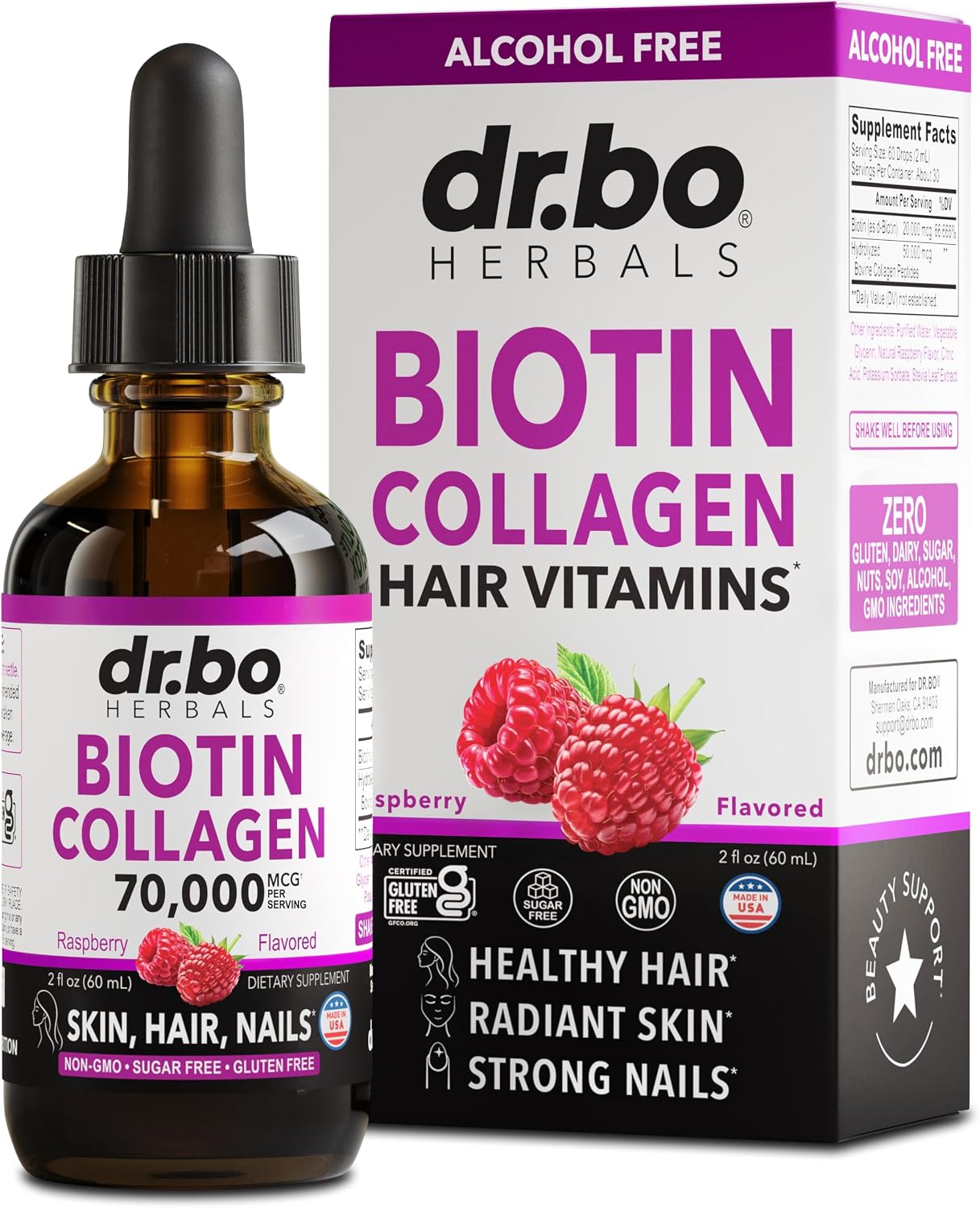 Liquid Biotin and Collagen Drops - Liquid Collagen Biotin for Hair Growth Women & Men Peptides Vitamin Supplements Drink - Extra Strength Vitamins Skin, Nails, Hair Growth Drops for Women & Men 2oz